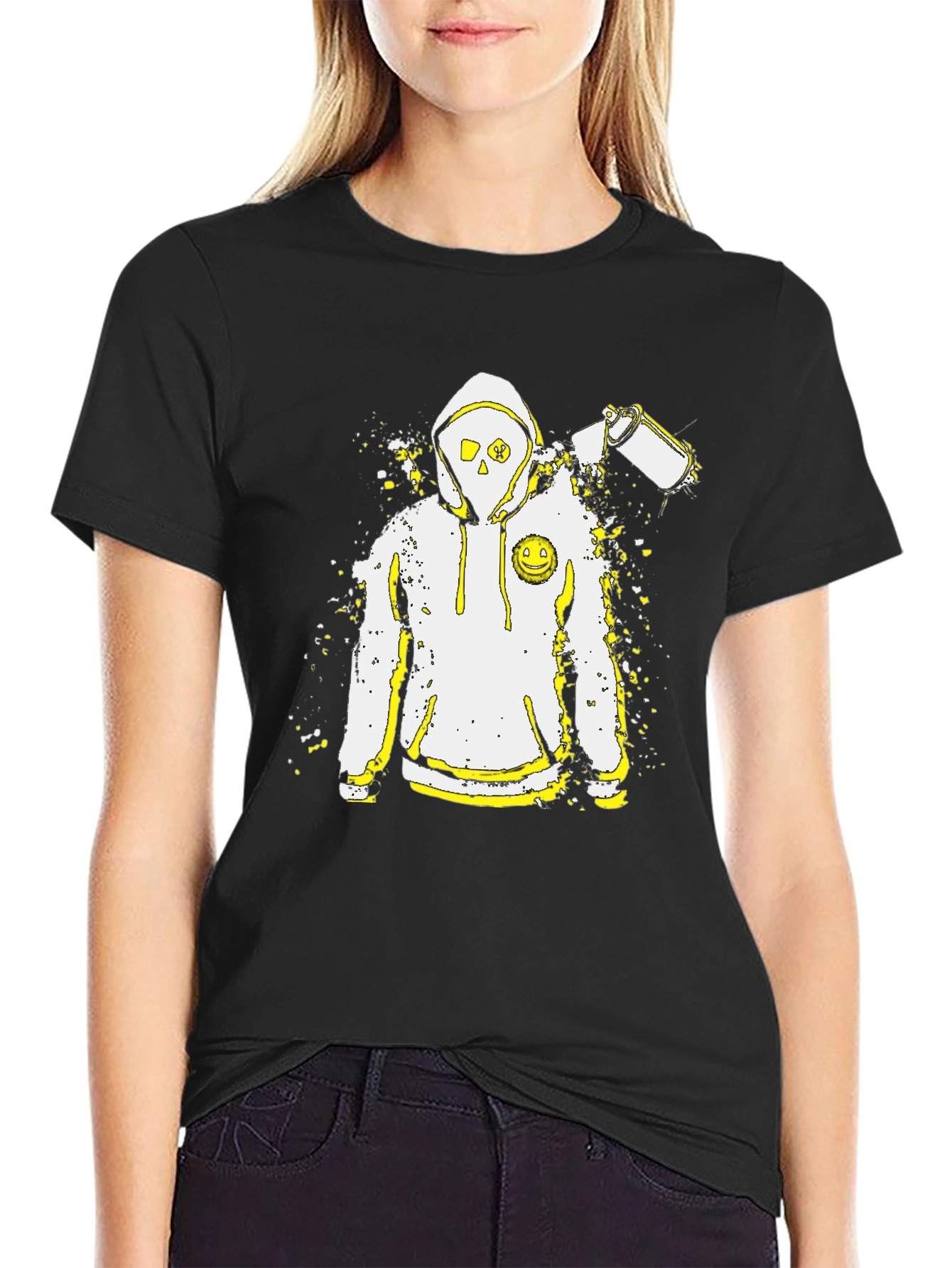 Edgy Urban Graphic Tee - Spray Paint Hoodie Design