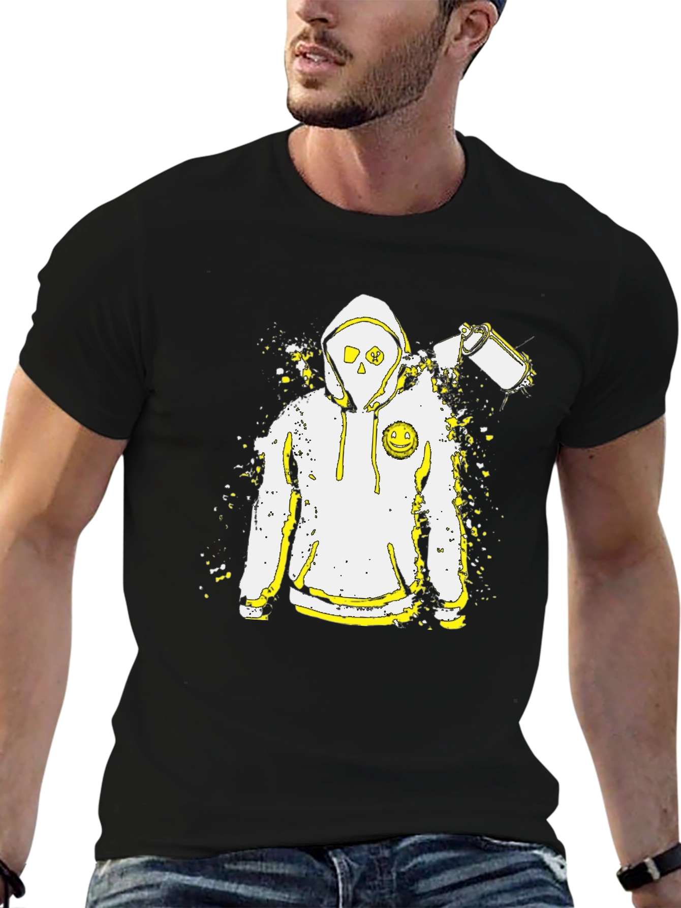Edgy Urban Graphic Tee - Spray Paint Hoodie Design