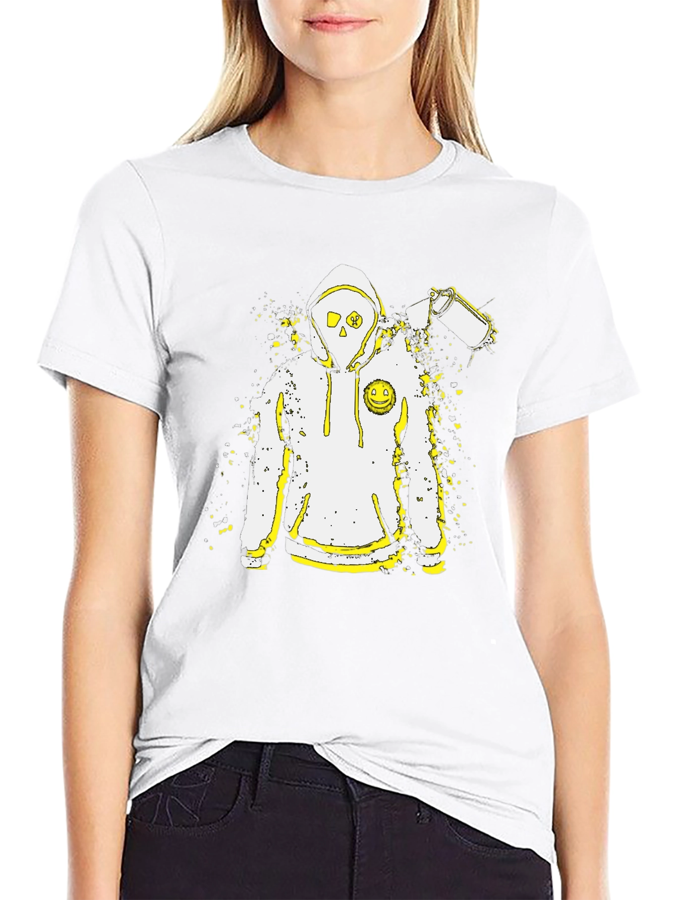 Edgy Urban Graphic Tee - Spray Paint Hoodie Design