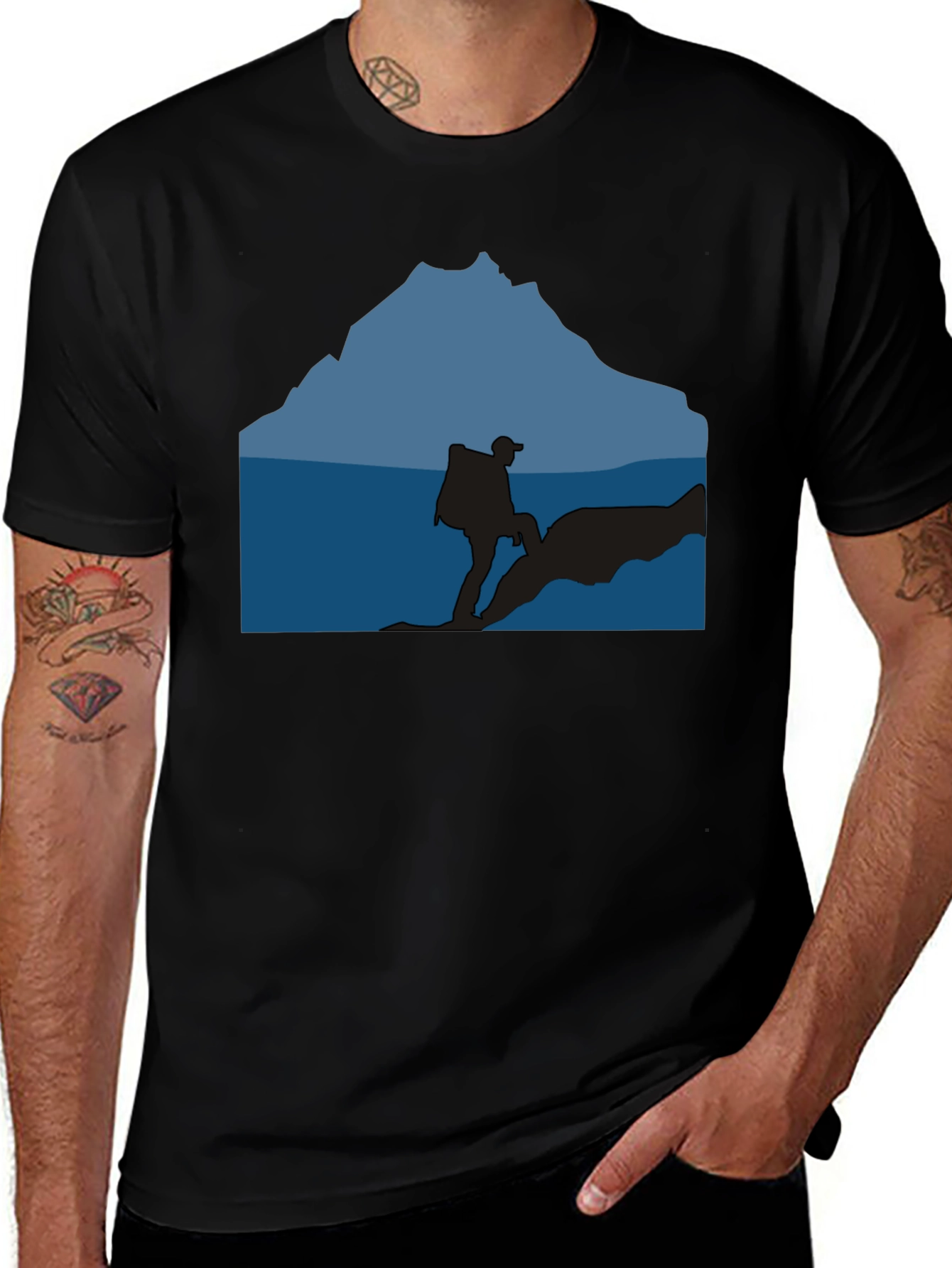 Outdoor Adventure Silhouette Graphic Tee - Black