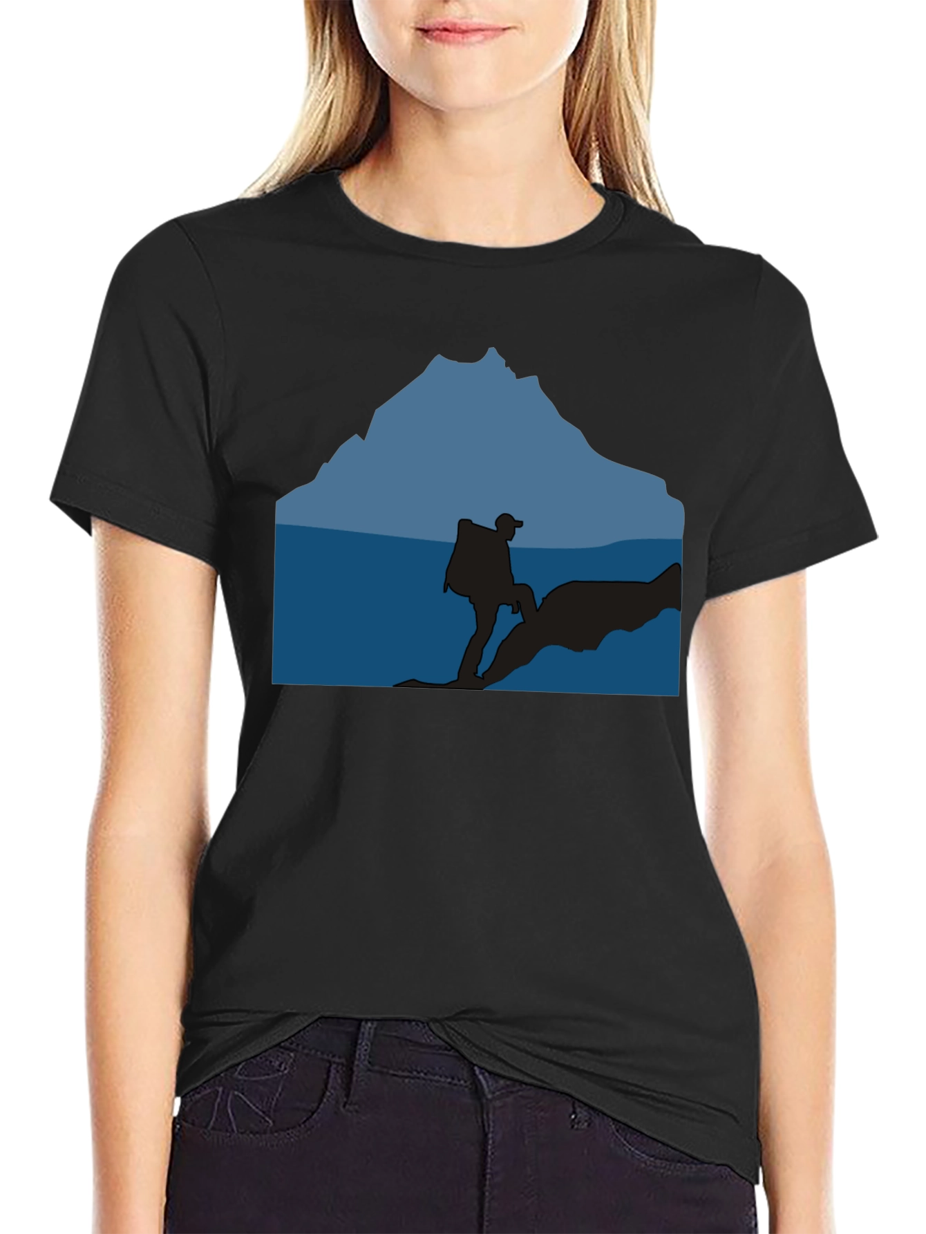 Outdoor Adventure Silhouette Graphic Tee - Black