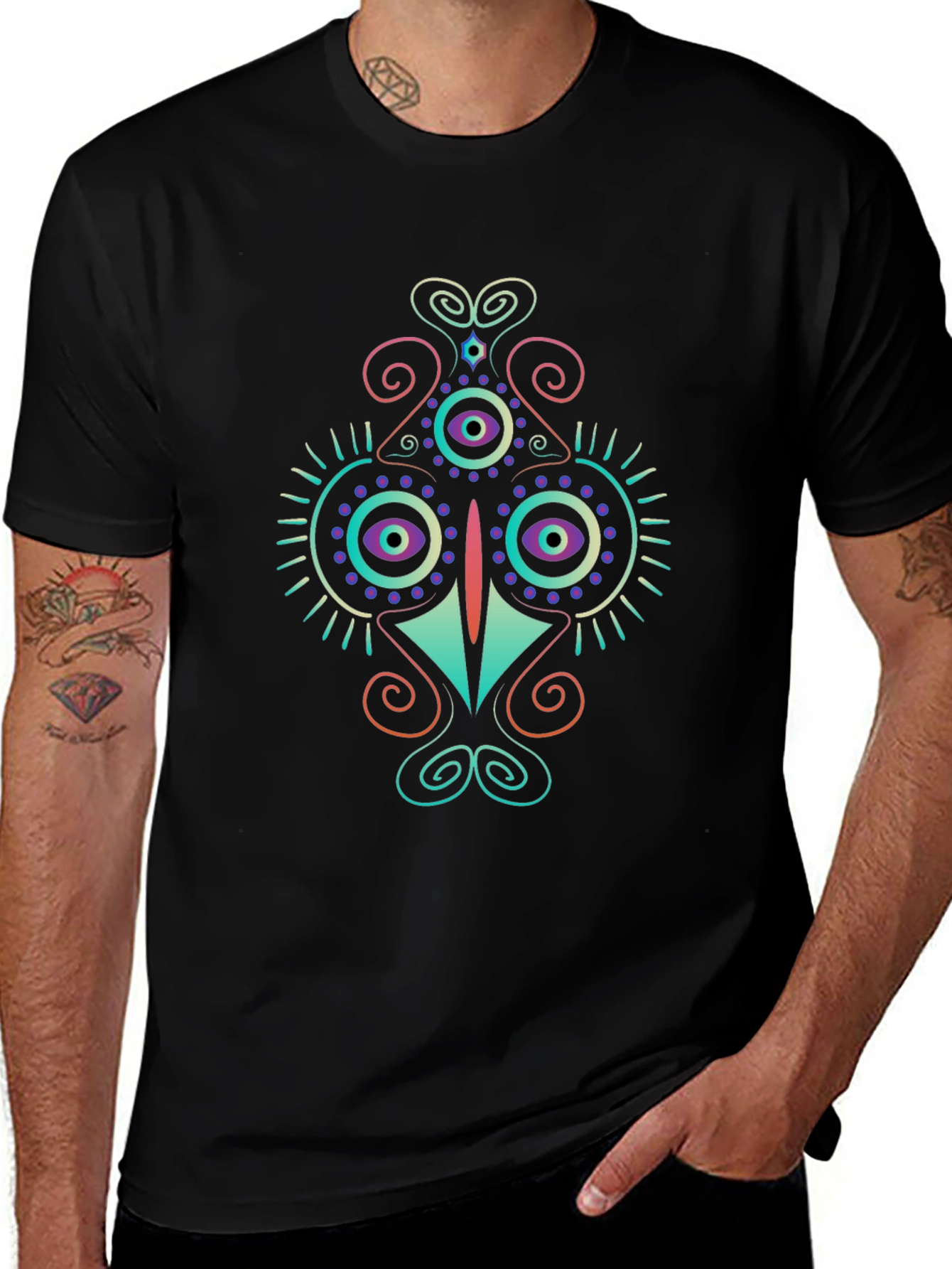 Abstract Eye Design Black T-Shirt