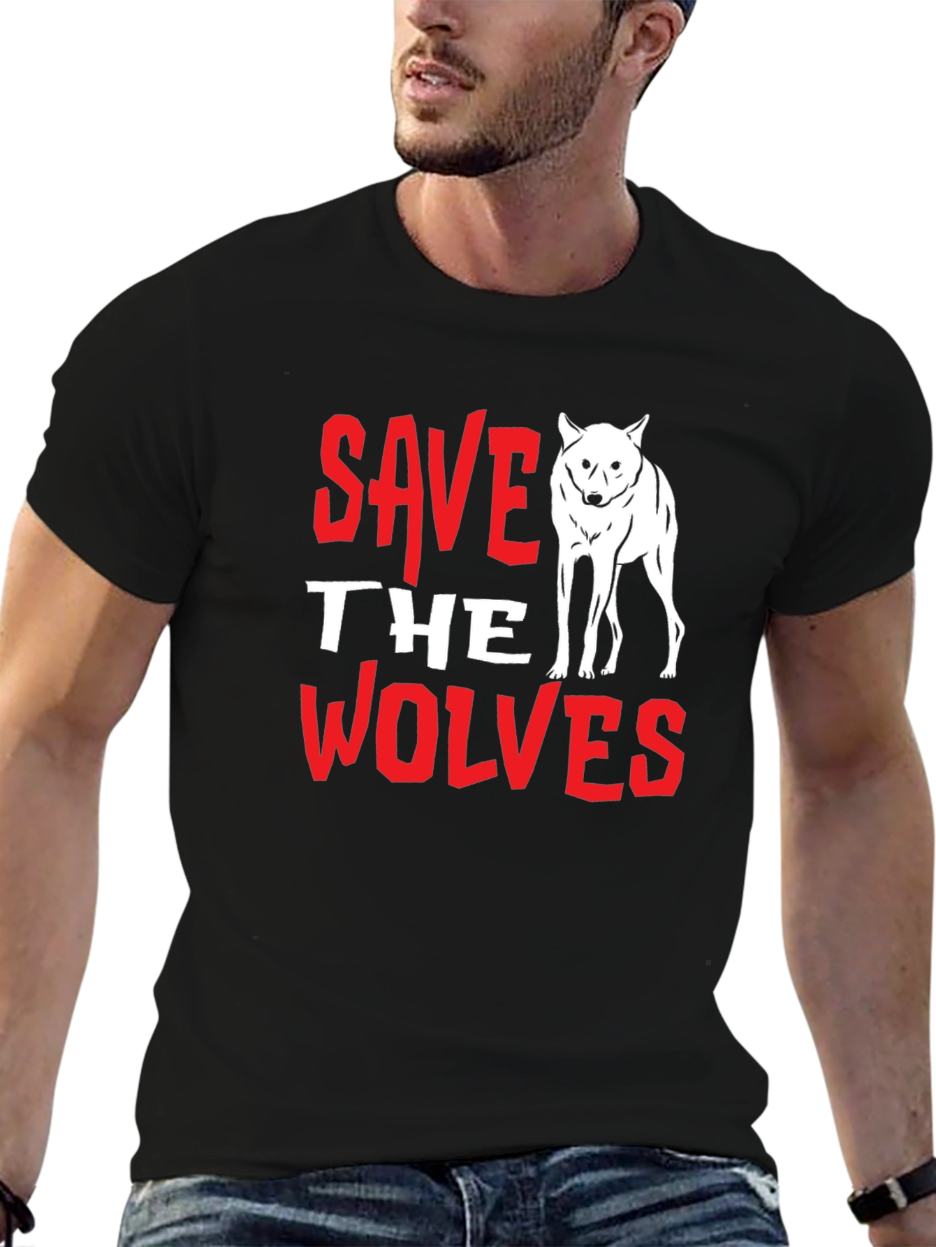 Save the Wolves Graphic Tee - Black