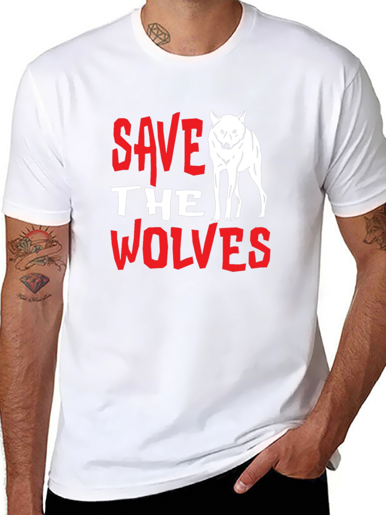 Save the Wolves Graphic Tee - Black