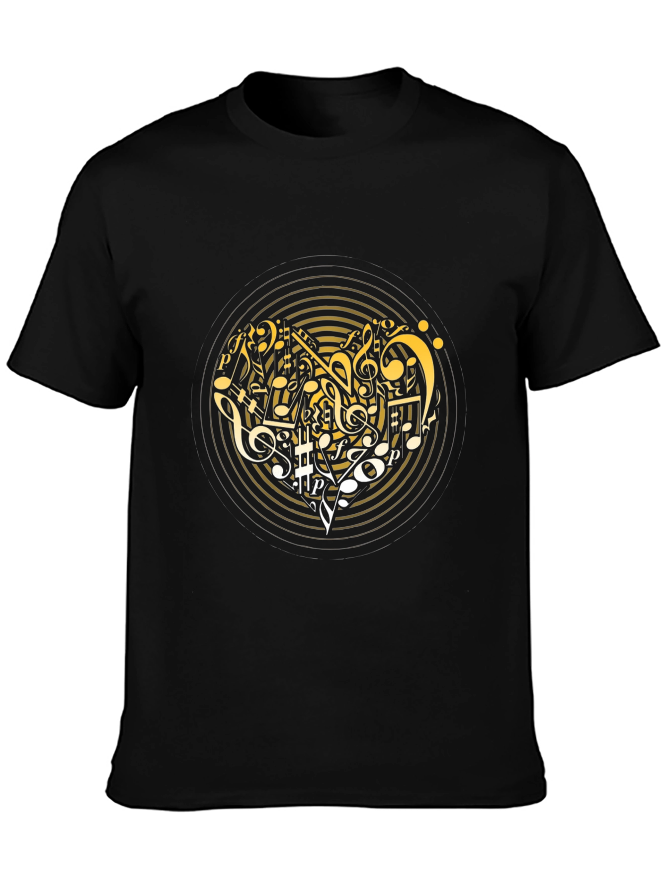 Musical Notes Graphic Print Black T-Shirt