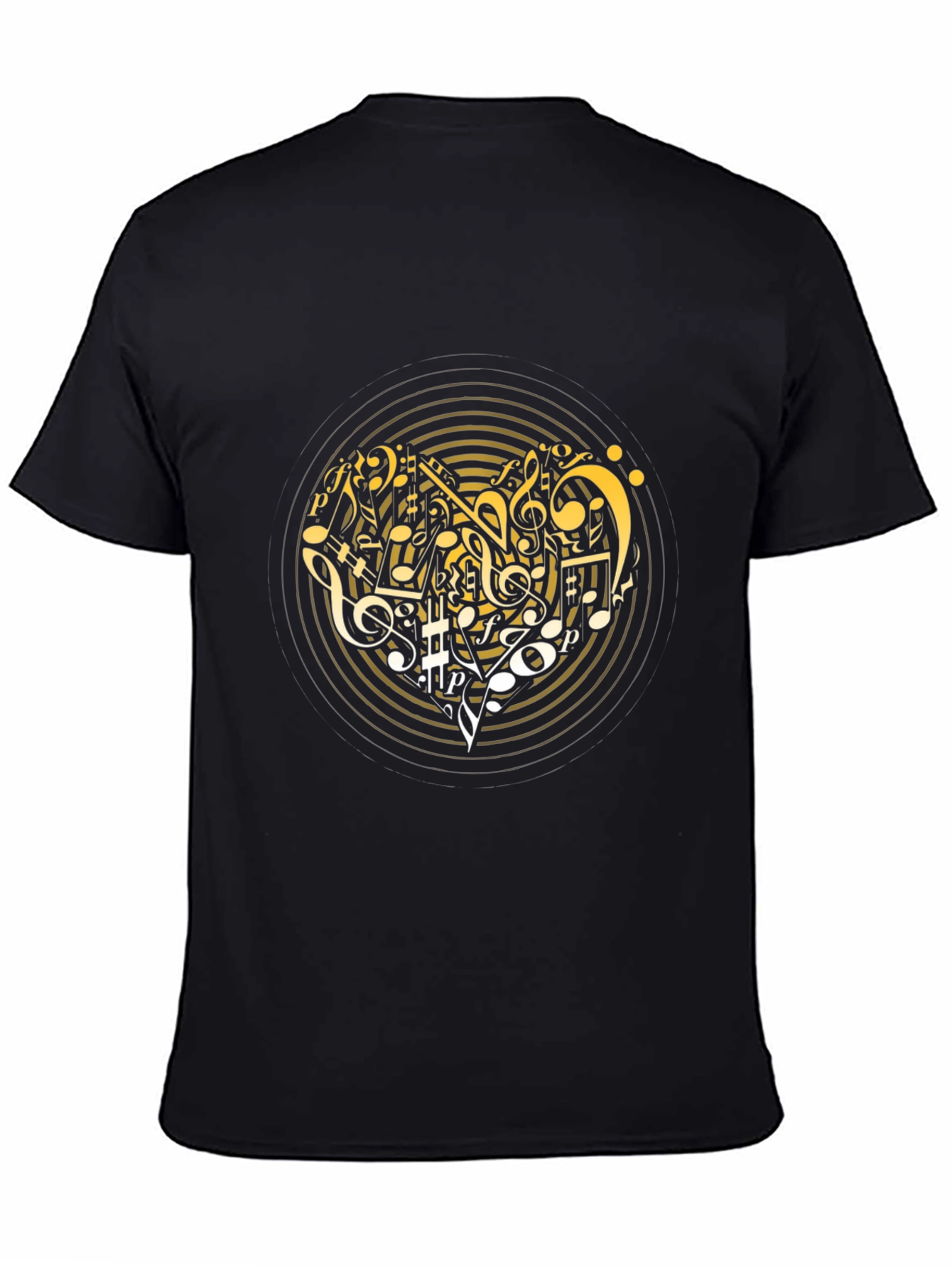 Musical Notes Graphic Print Black T-Shirt