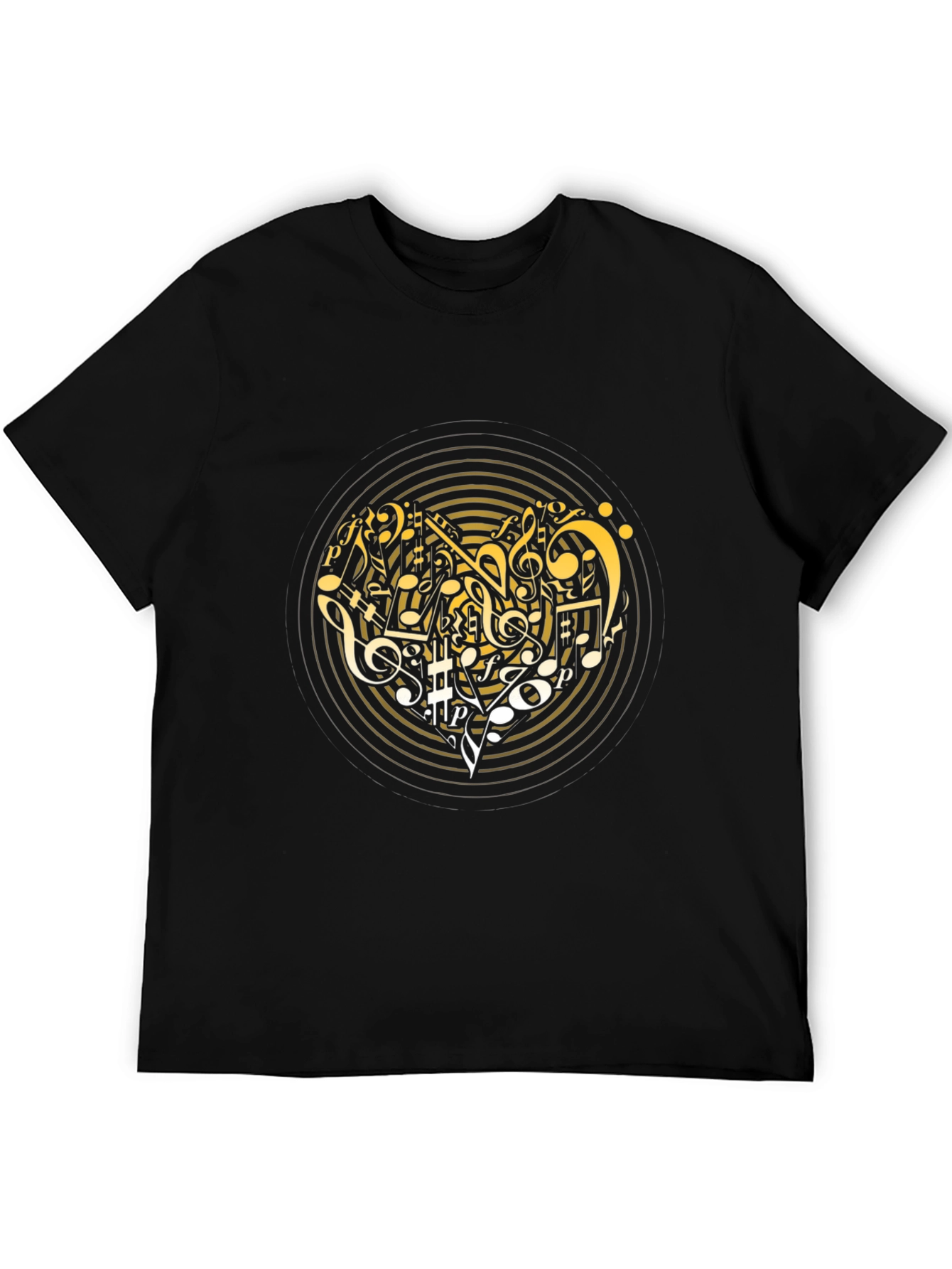 Musical Notes Graphic Print Black T-Shirt
