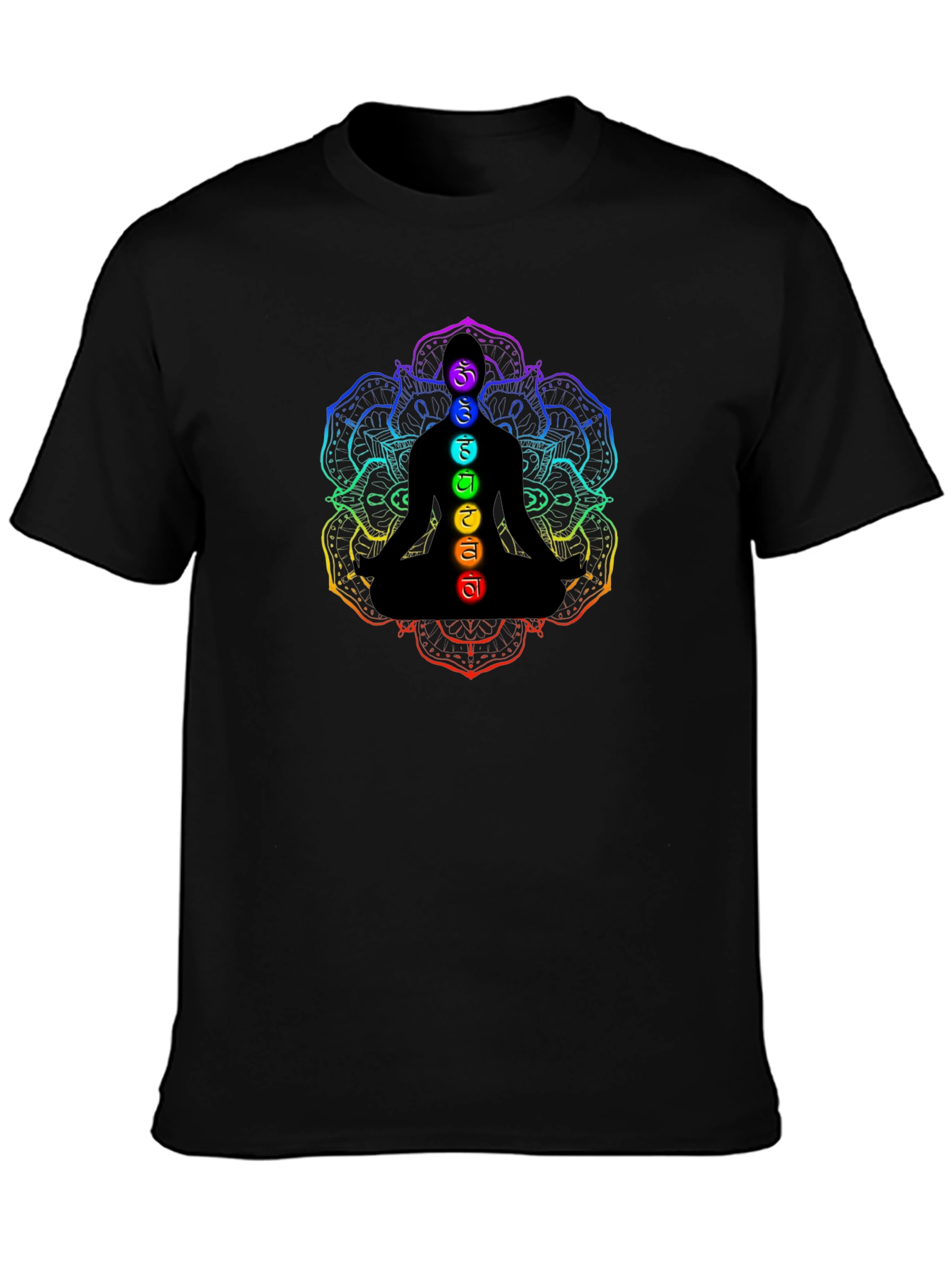 Chakra Meditation Graphic Black T-Shirt