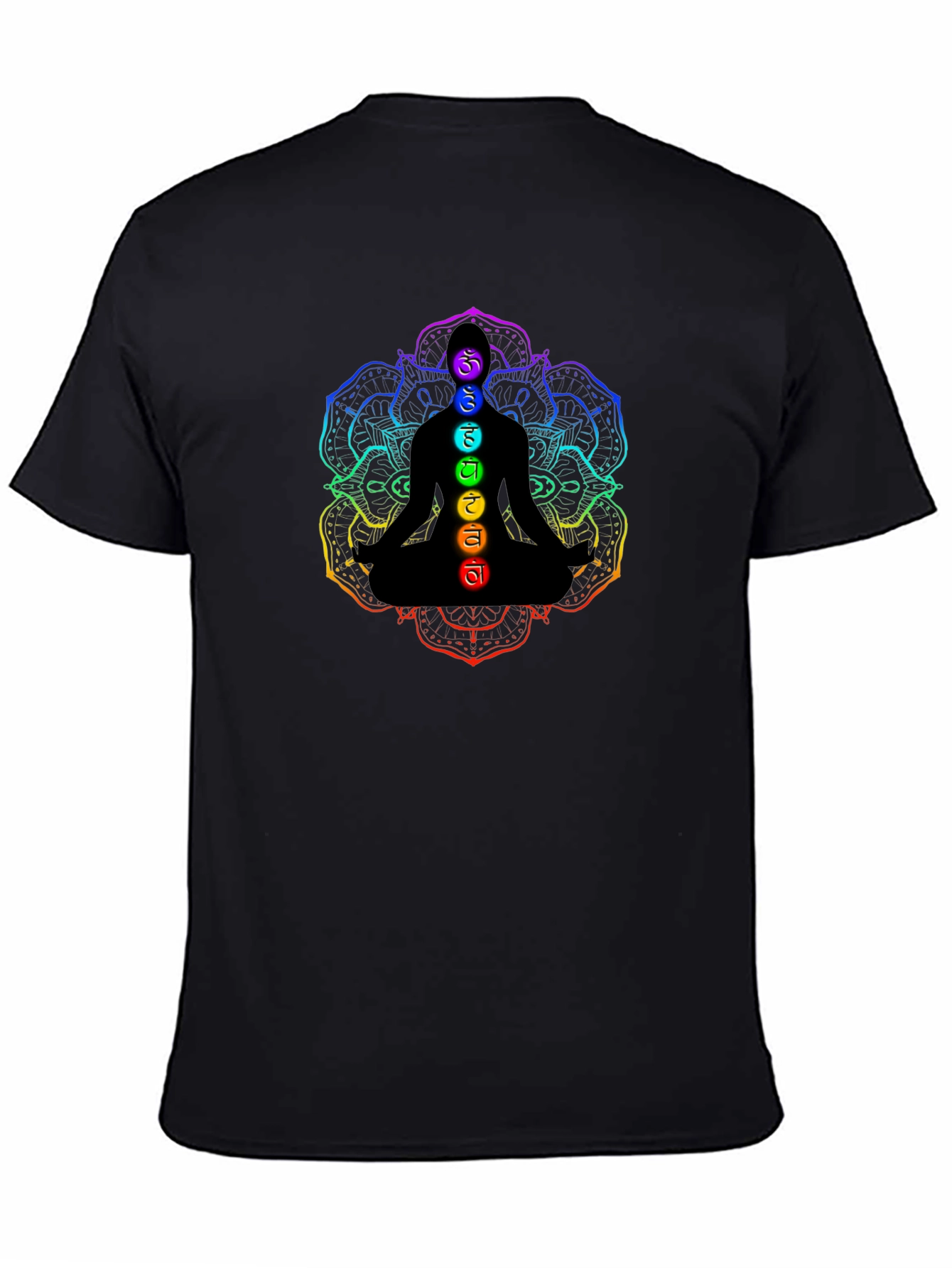 Chakra Meditation Graphic Black T-Shirt