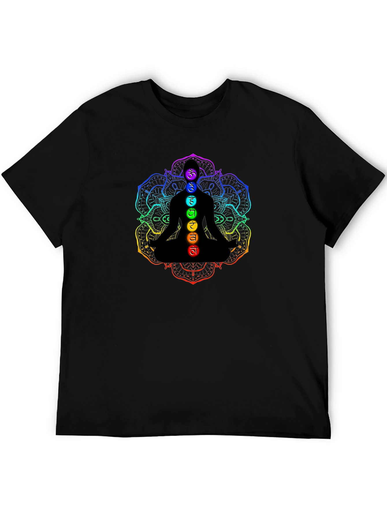 Chakra Meditation Graphic Black T-Shirt