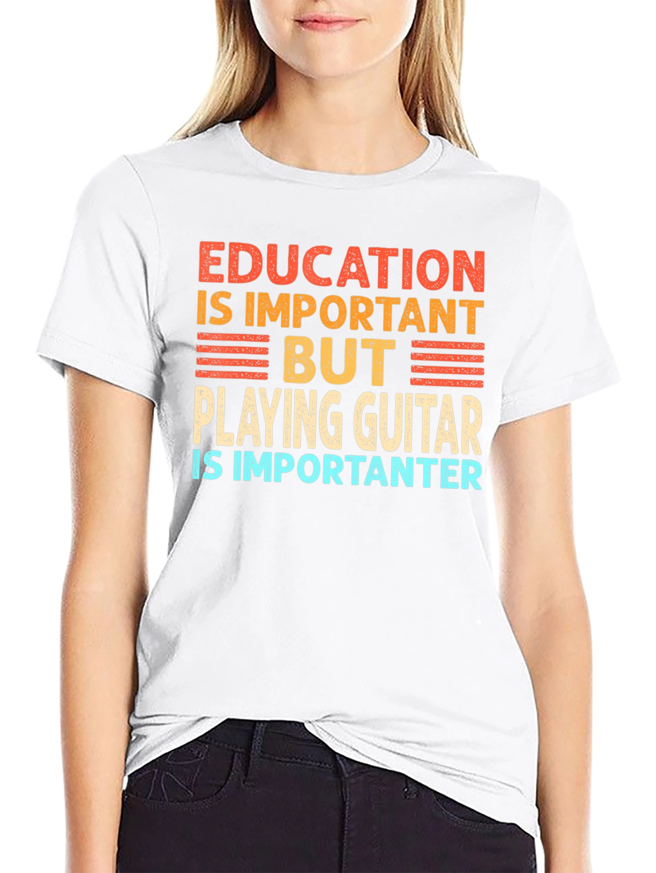 Funny Guitar Player T-Shirt Education is Important