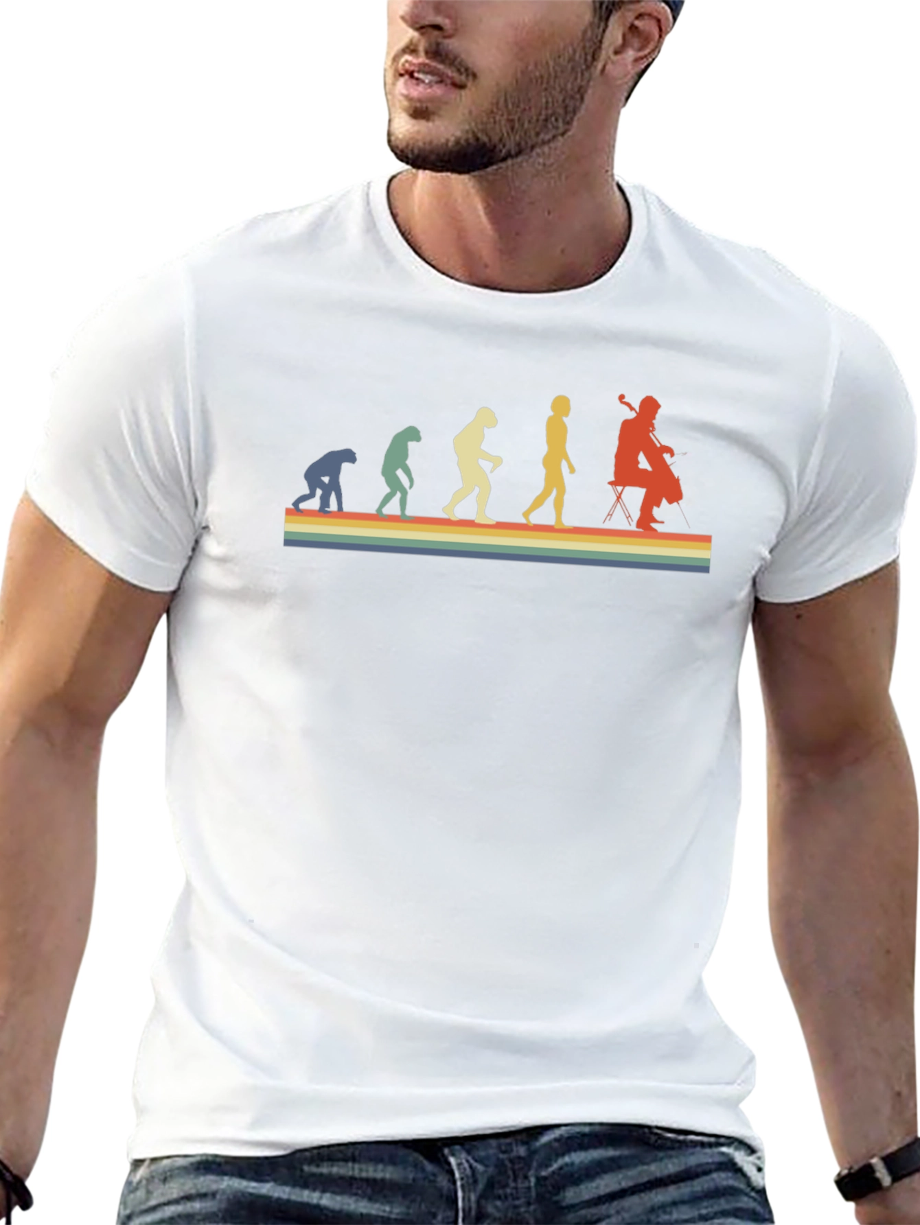 Retro Evolution of Cello Player T-Shirt