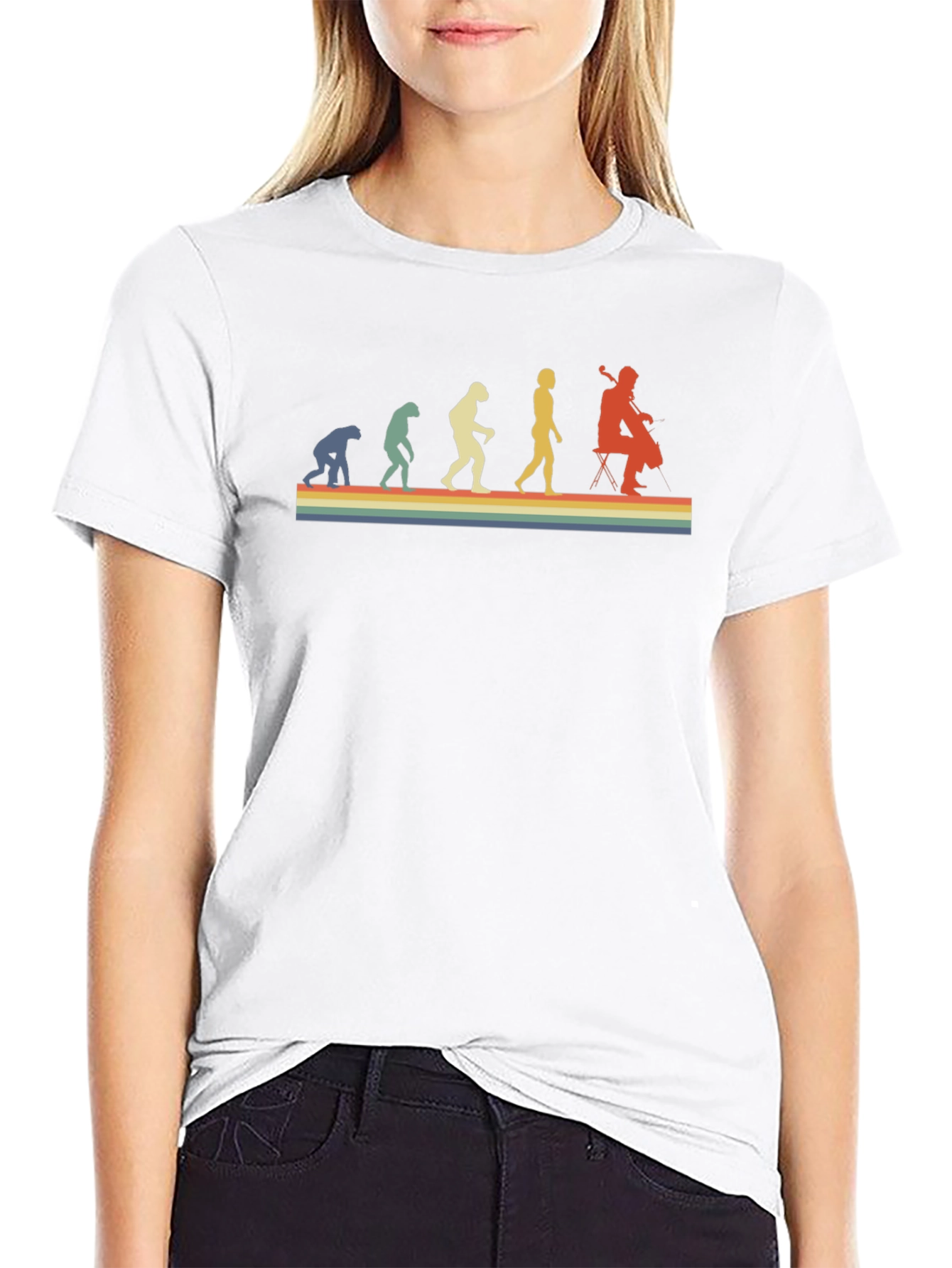 Retro Evolution of Cello Player T-Shirt