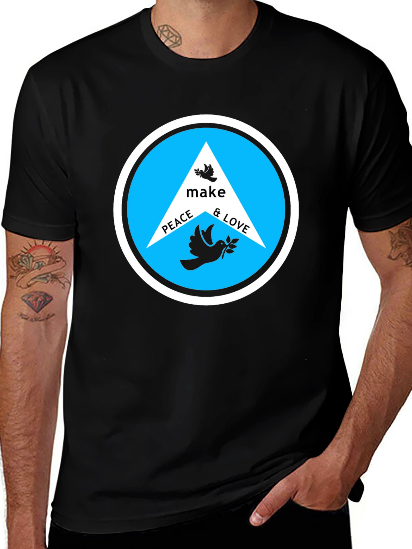 Peace & Love Graphic Tee - Black T-Shirt