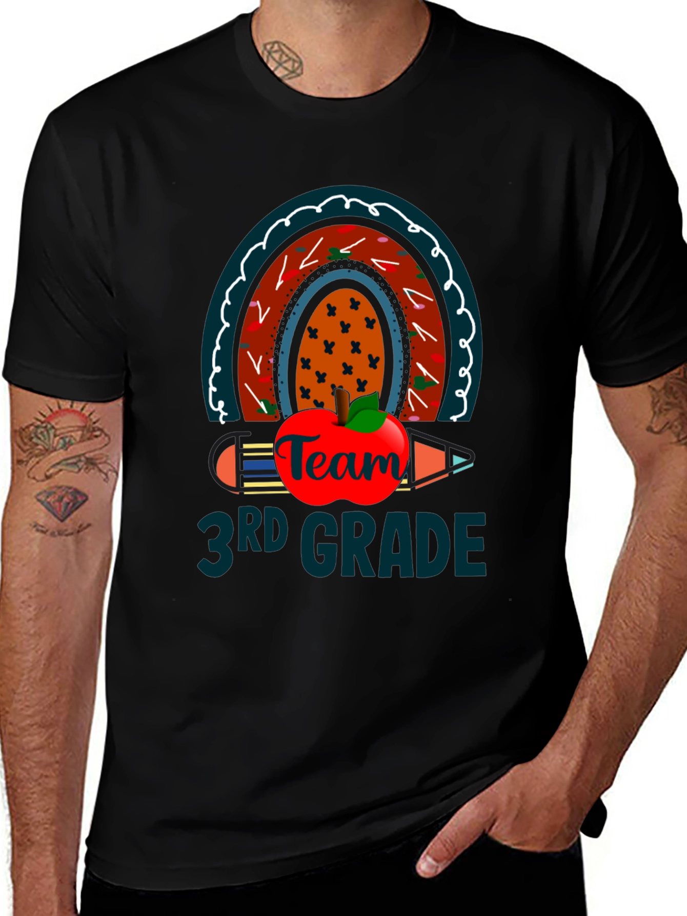 3rd Grade Teacher Team Rainbow Apple T-Shirt