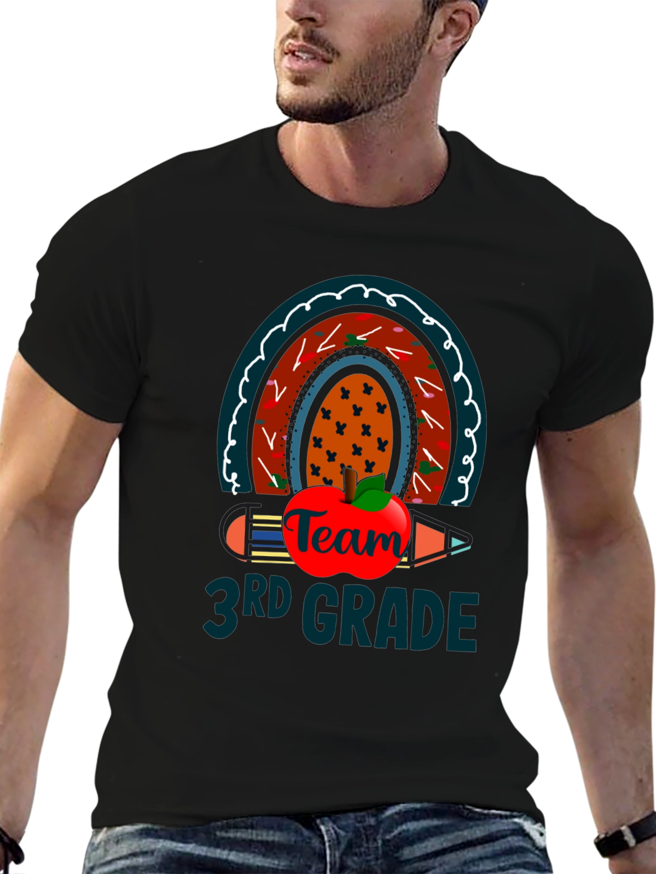 3rd Grade Teacher Team Rainbow Apple T-Shirt