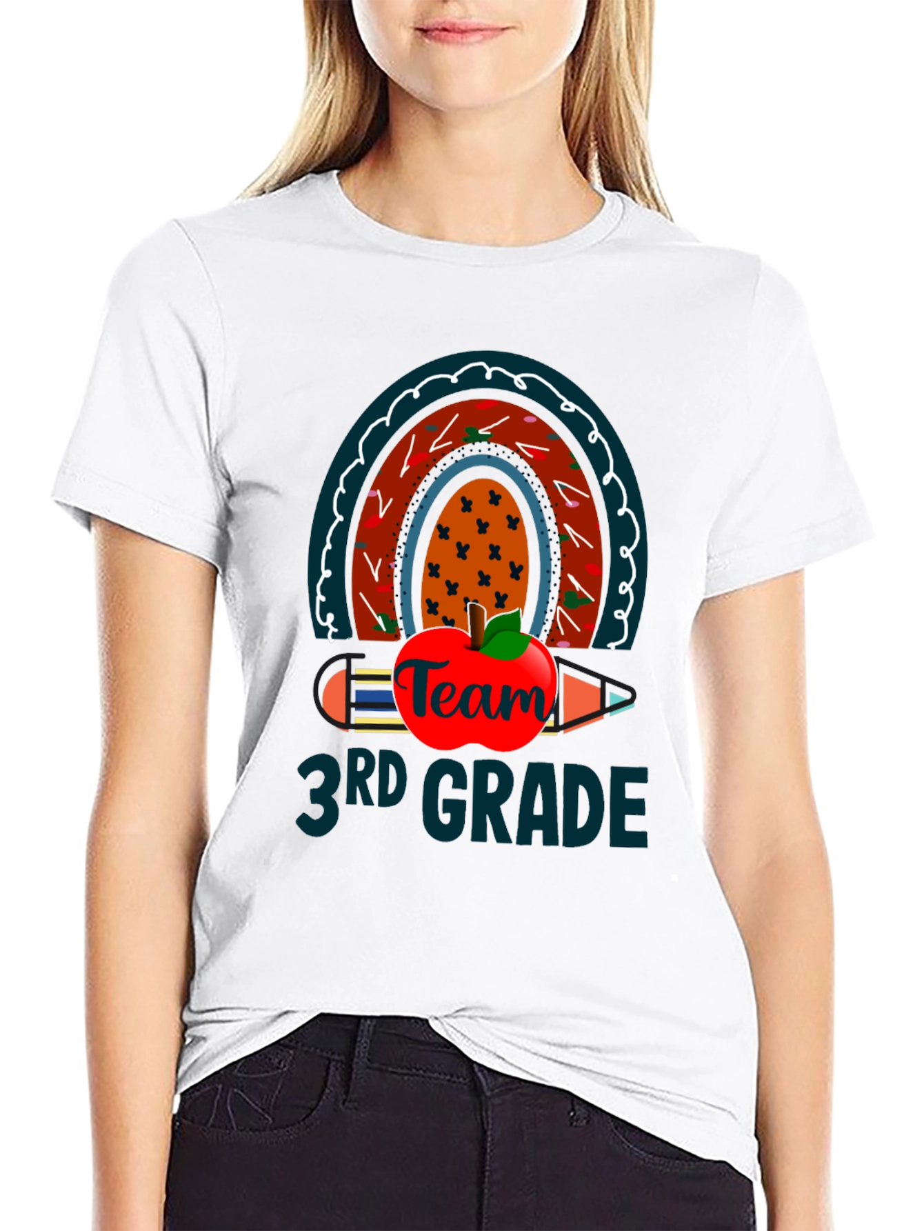 3rd Grade Teacher Team Rainbow Apple T-Shirt