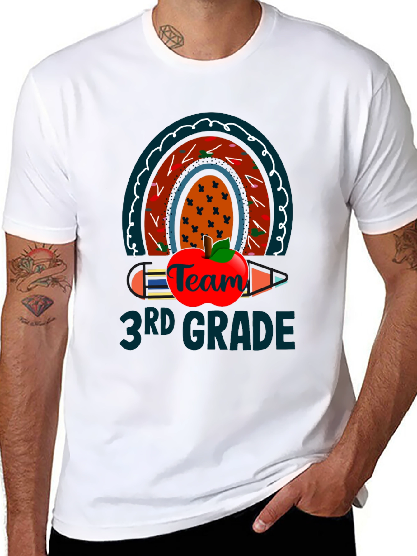 3rd Grade Teacher Team Rainbow Apple T-Shirt