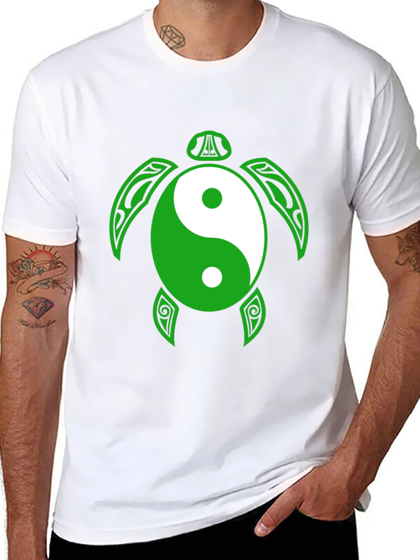Yin Yang Turtle Graphic Tee - Black