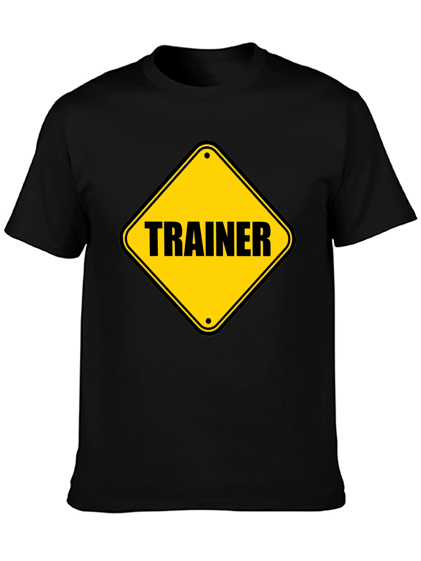 Trainer Warning Sign Graphic Tee - Black Cotton T-Shirt