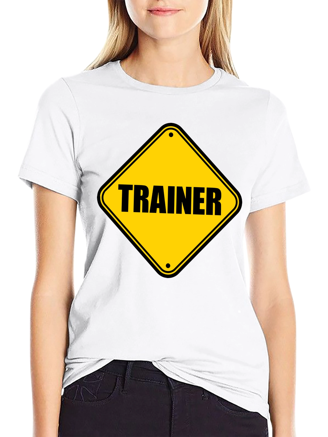 Trainer Warning Sign Graphic Tee - Black Cotton T-Shirt