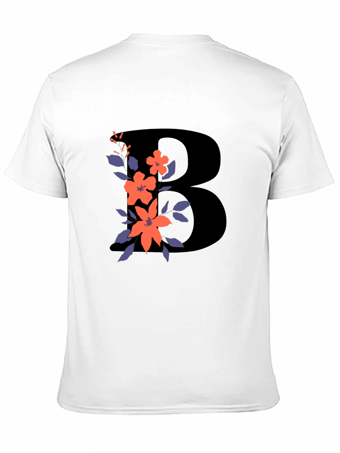 Floral Initial B Black T-Shirt