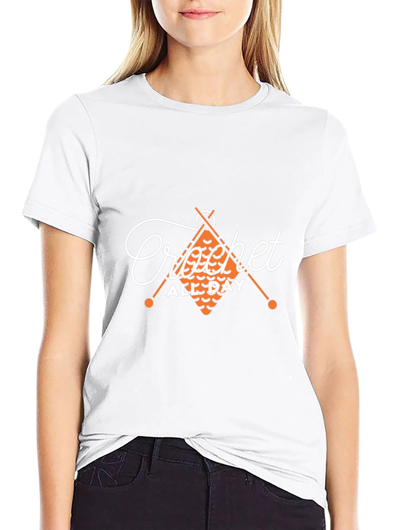 Crochet All Day Black T-Shirt