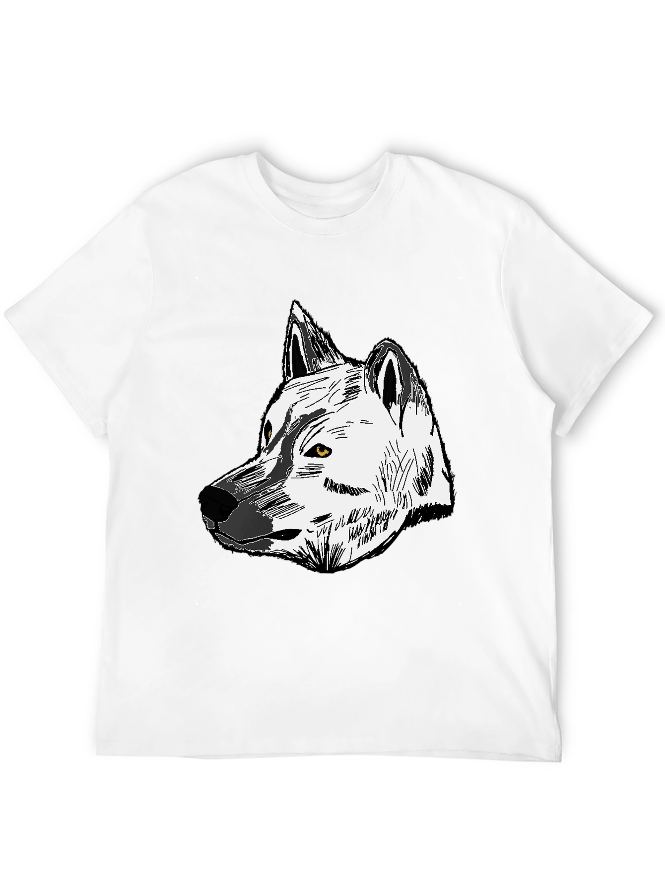 Wolf Graphic Print Tee - Unisex Black Cotton T-Shirt