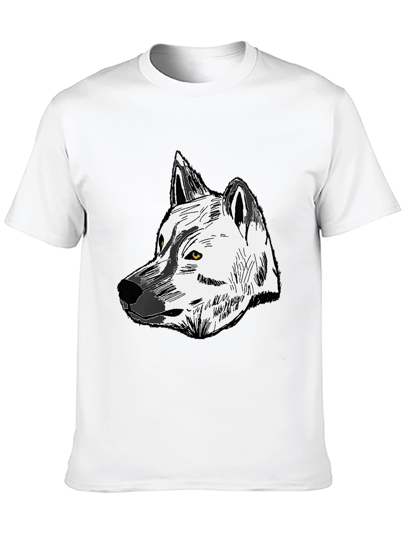 Wolf Graphic Print Tee - Unisex Black Cotton T-Shirt