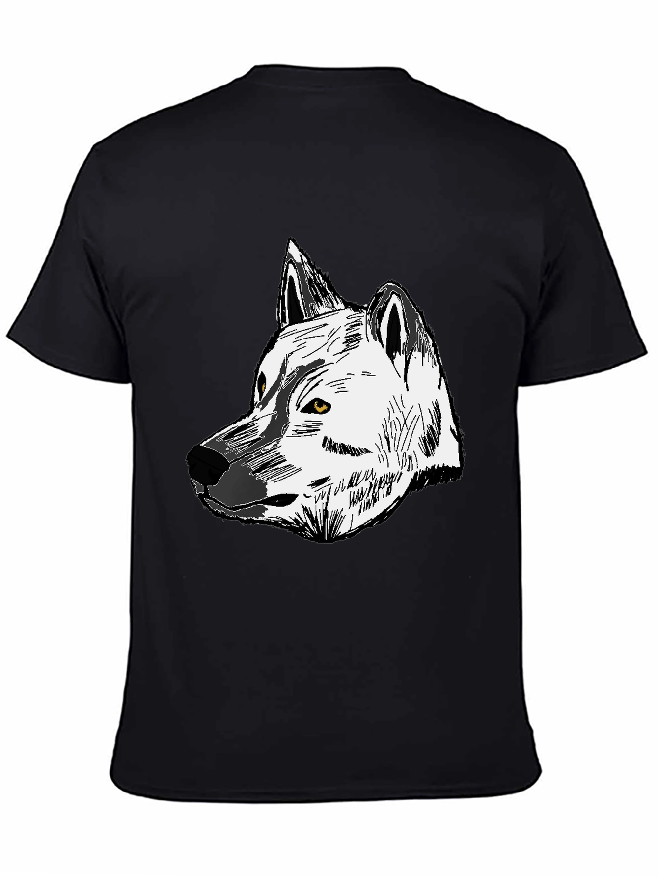 Wolf Graphic Print Tee - Unisex Black Cotton T-Shirt