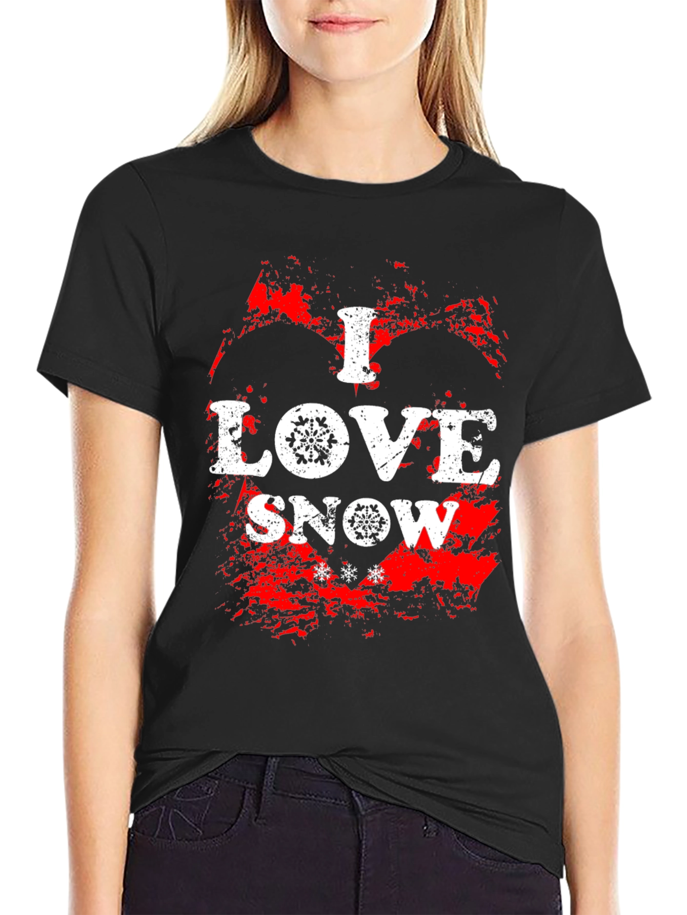 I Love Snow Graphic Tee - Winter Holiday T-Shirt