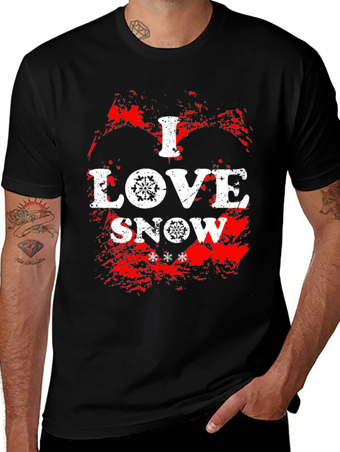 I Love Snow Graphic Tee - Winter Holiday T-Shirt