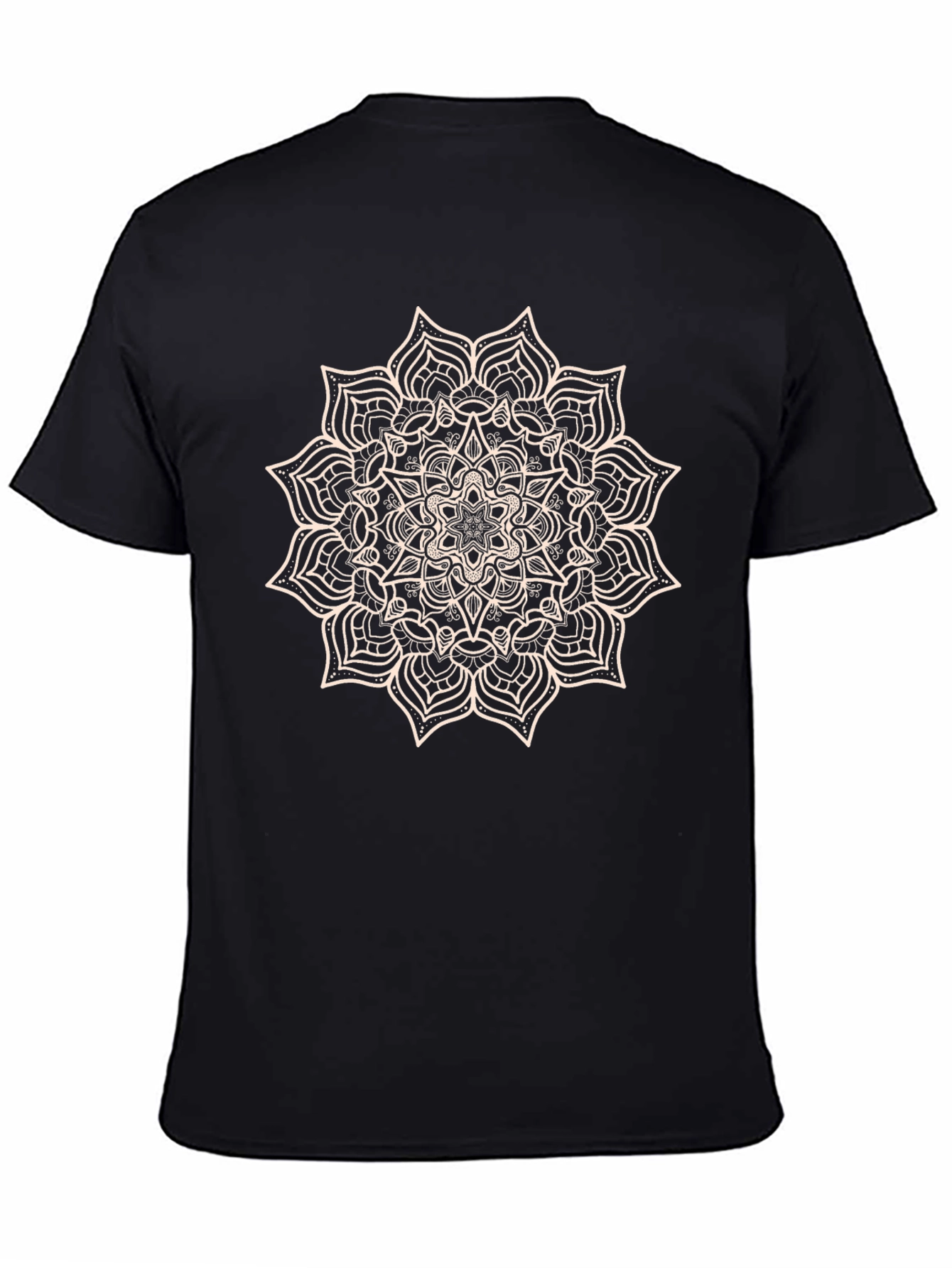 Mens Black T-Shirt with Mandala Design