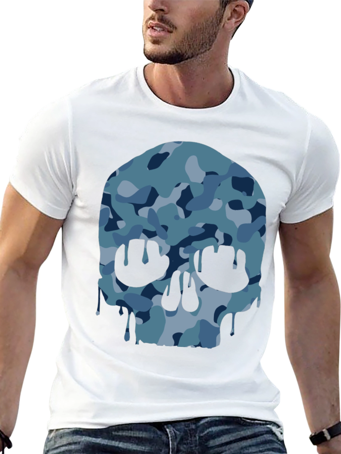 Camo Skull Graphic T-Shirt - Modern Style