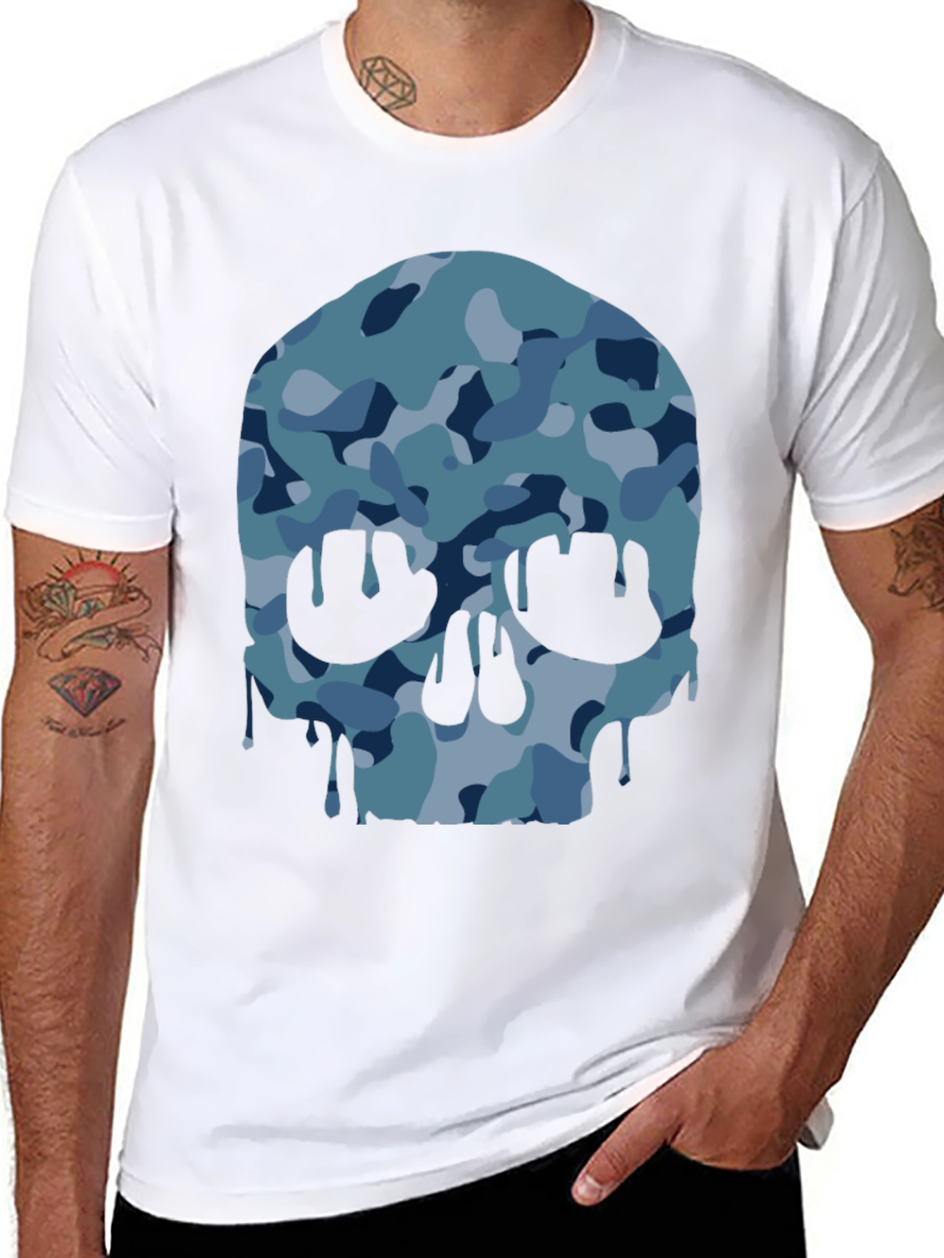 Camo Skull Graphic T-Shirt - Modern Style
