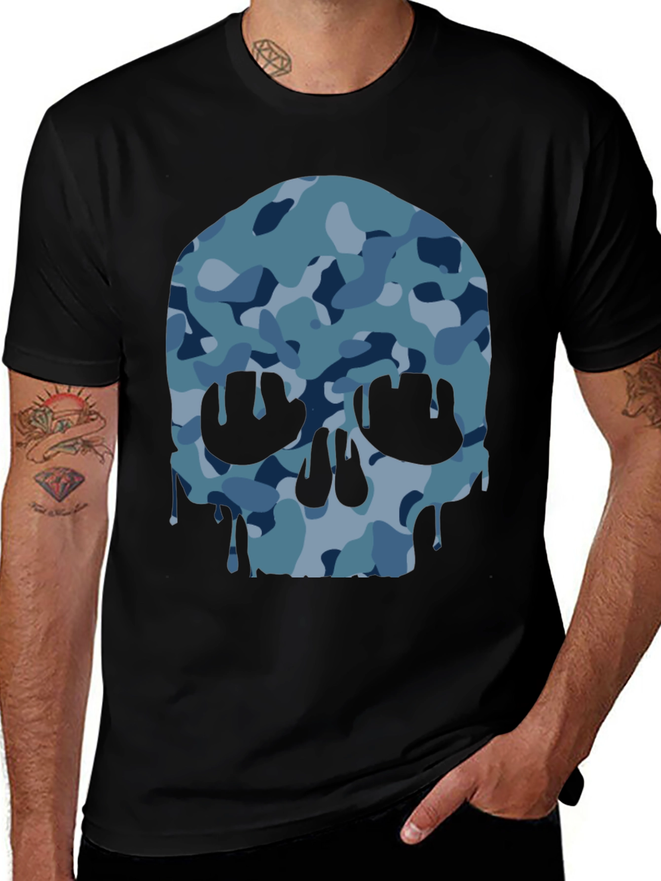 Camo Skull Graphic T-Shirt - Modern Style
