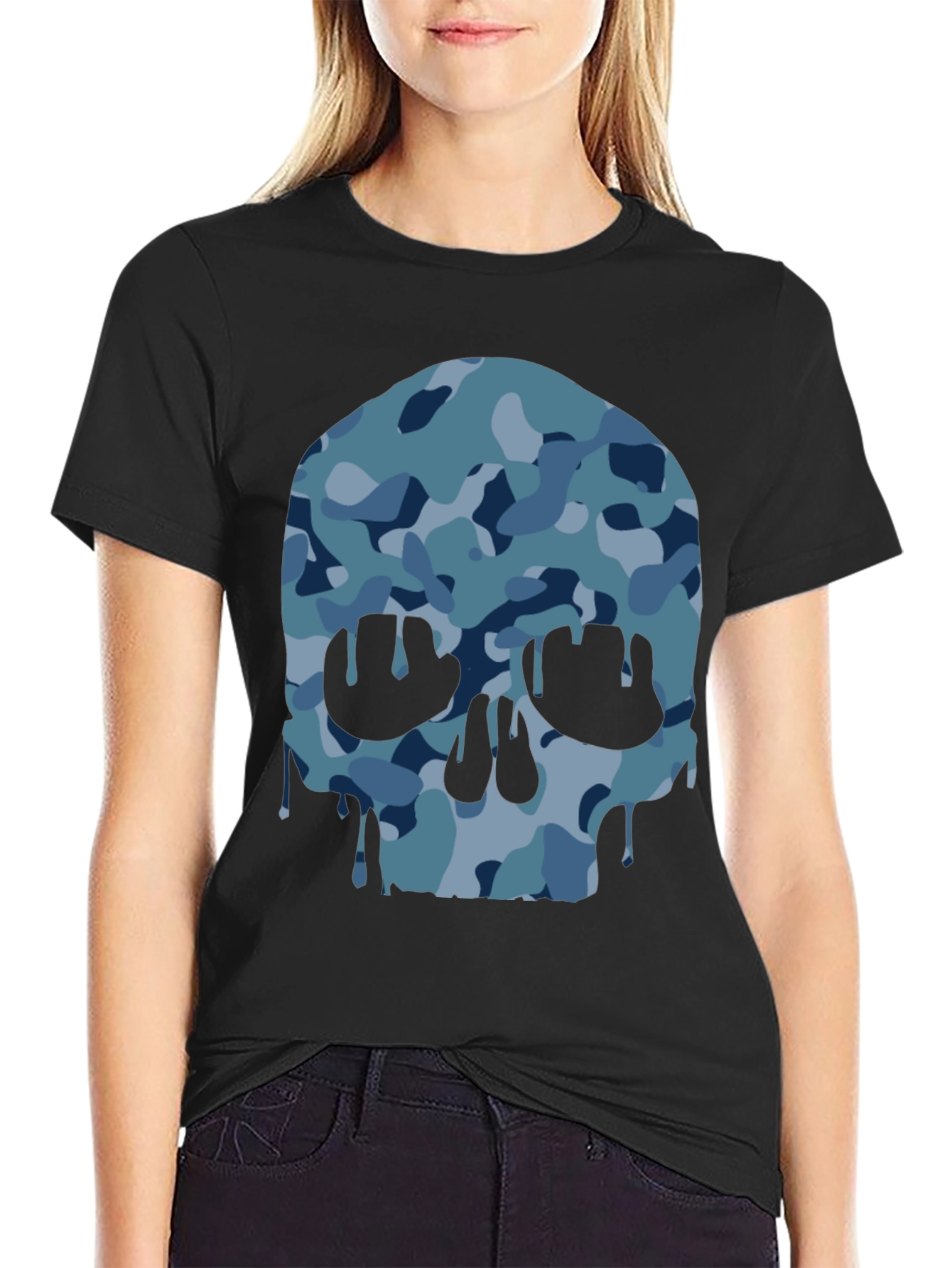 Camo Skull Graphic T-Shirt - Modern Style