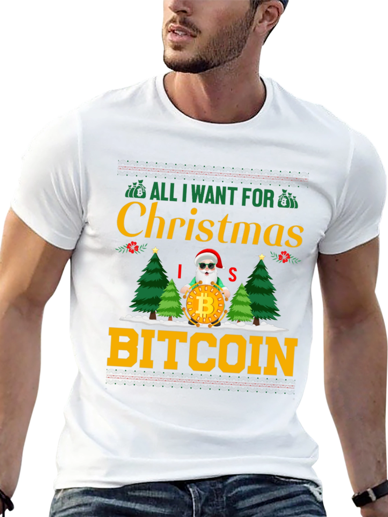 Bitcoin Christmas Santa Graphic Tee