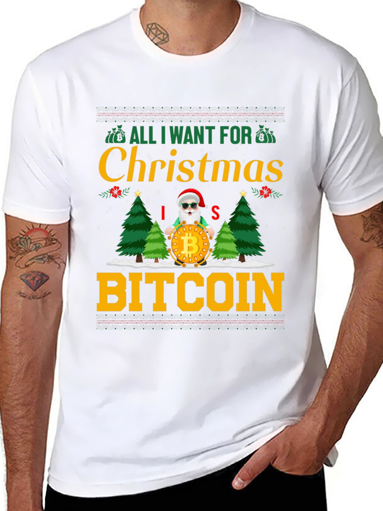 Bitcoin Christmas Santa Graphic Tee