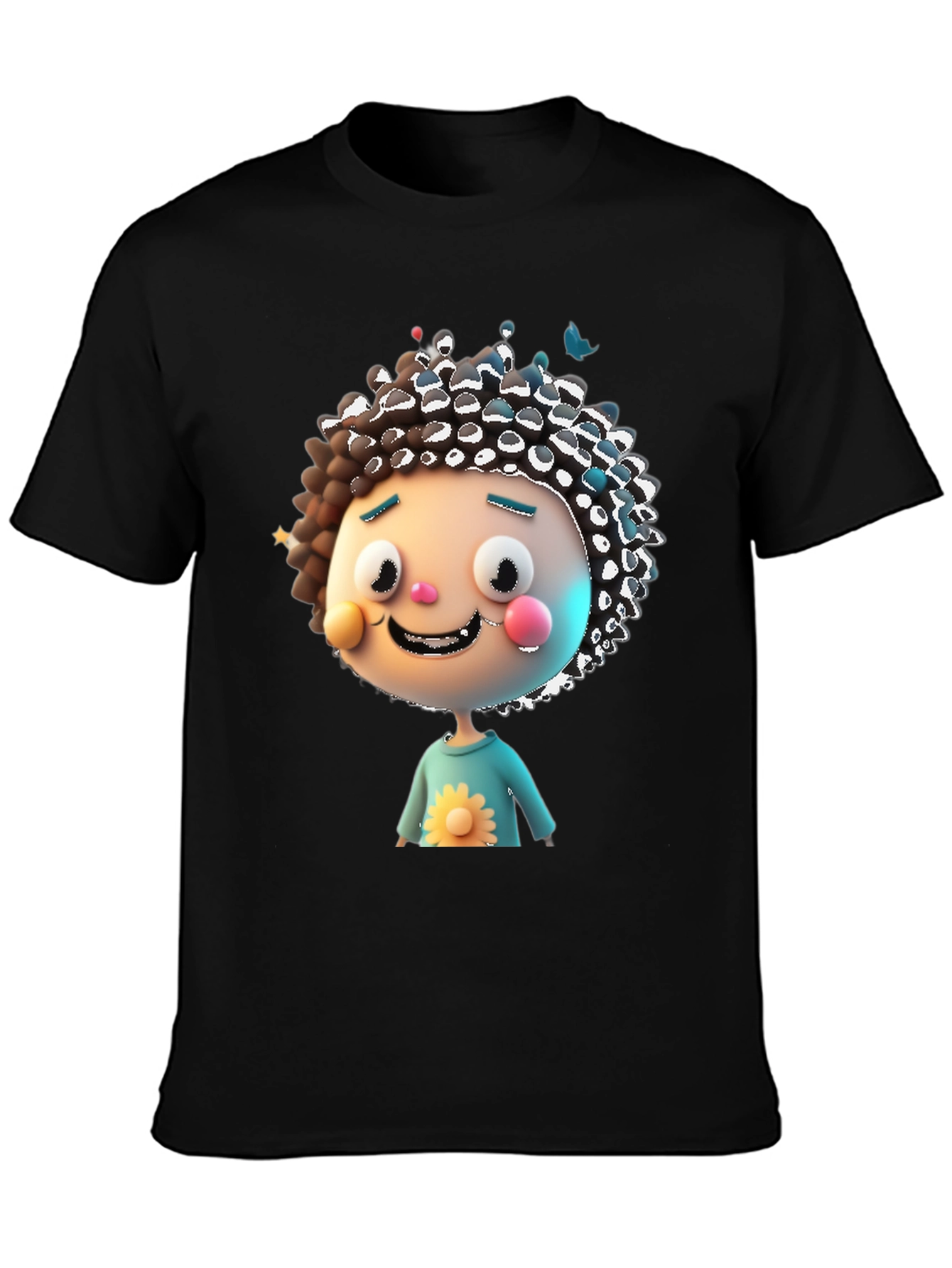 Cartoon Character Graphic Black T-Shirt