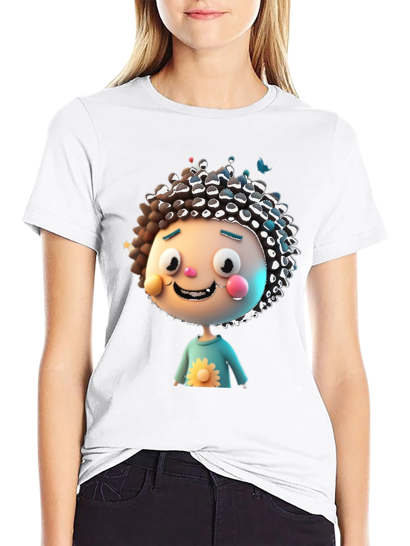 Cartoon Character Graphic Black T-Shirt