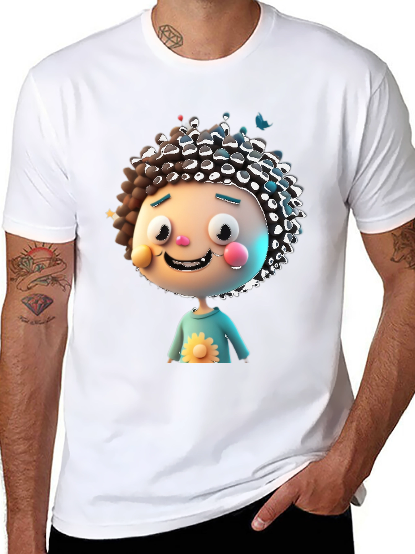Cartoon Character Graphic Black T-Shirt