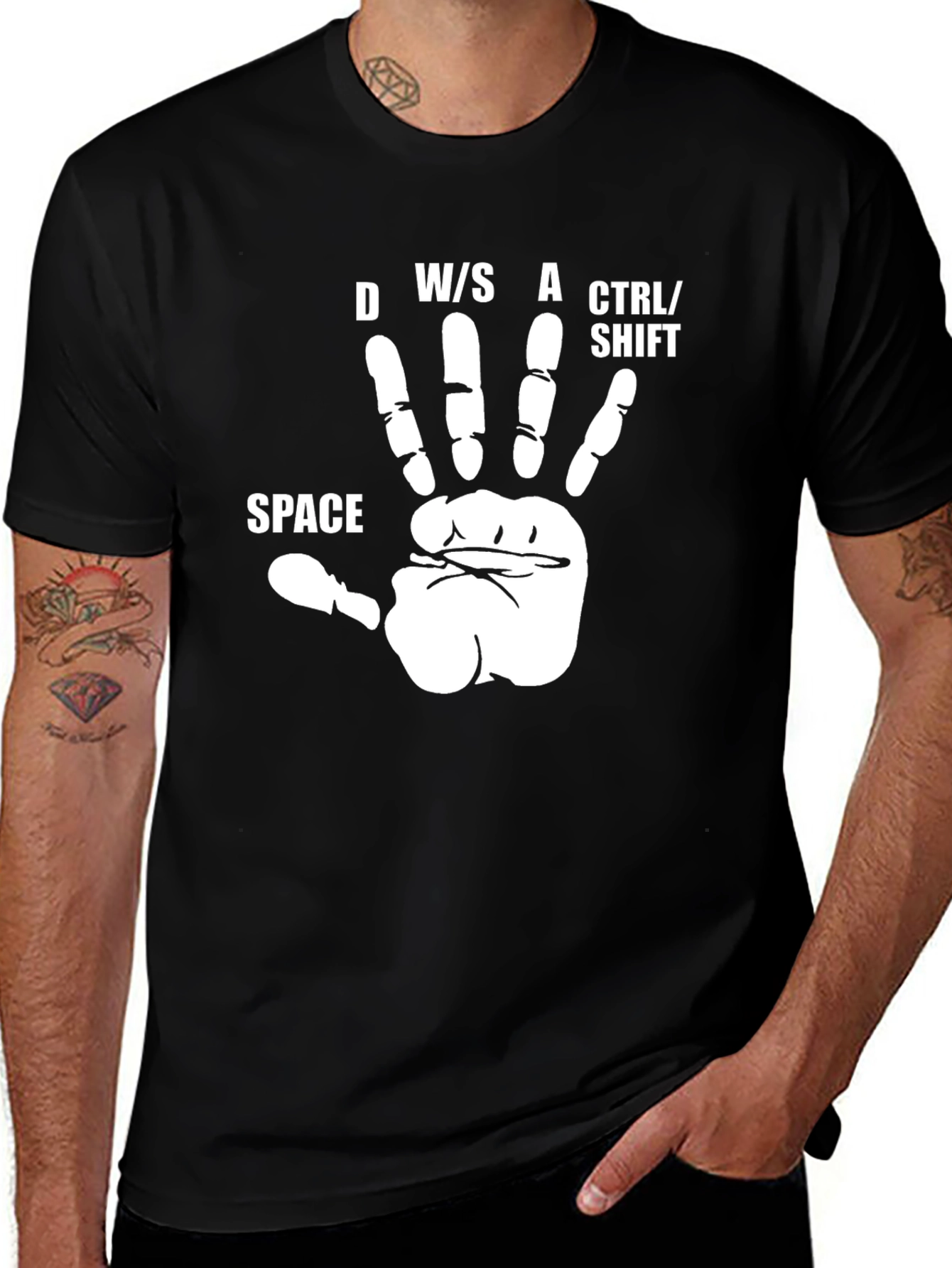 Gamer Hand Keyboard Black T-Shirt