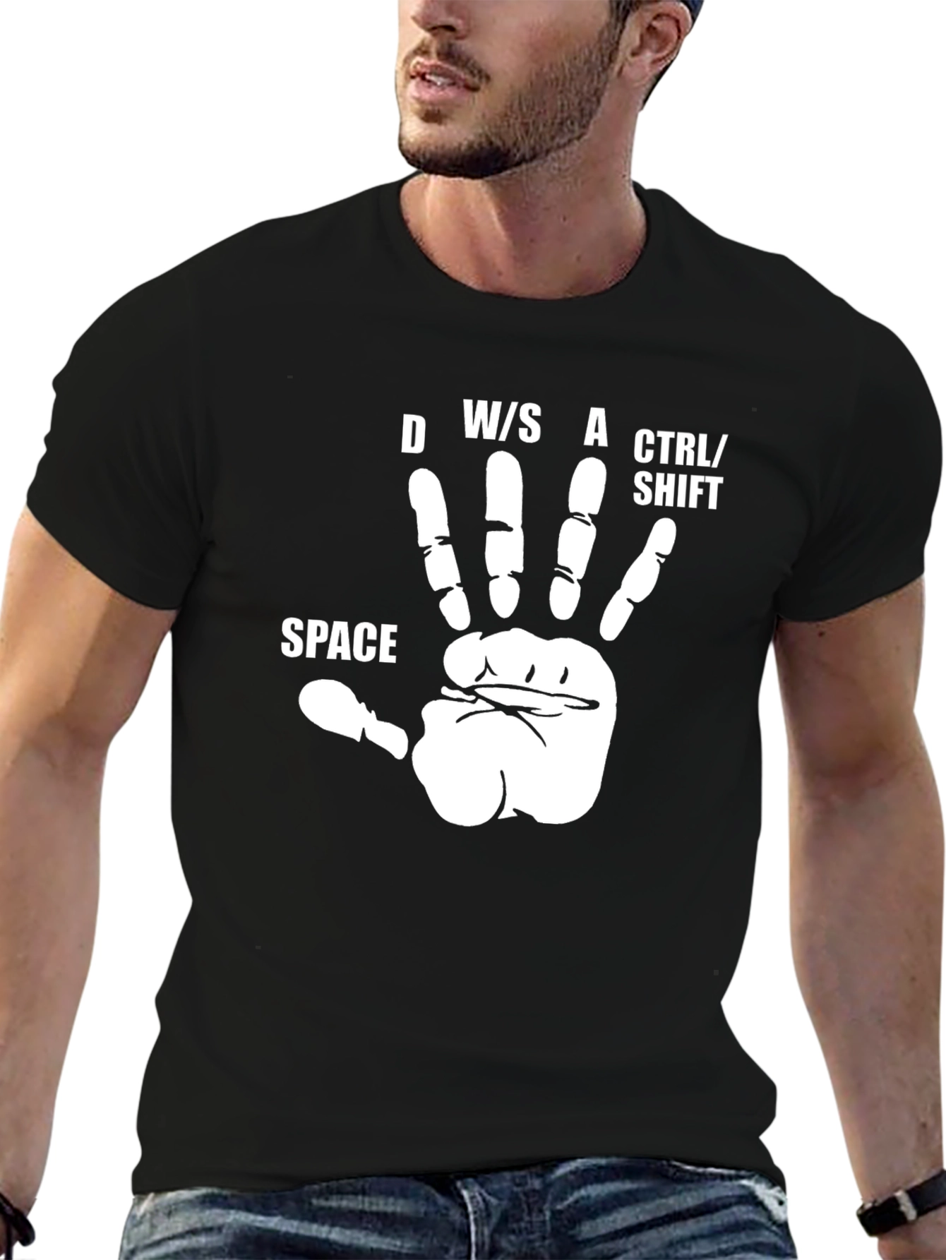 Gamer Hand Keyboard Black T-Shirt