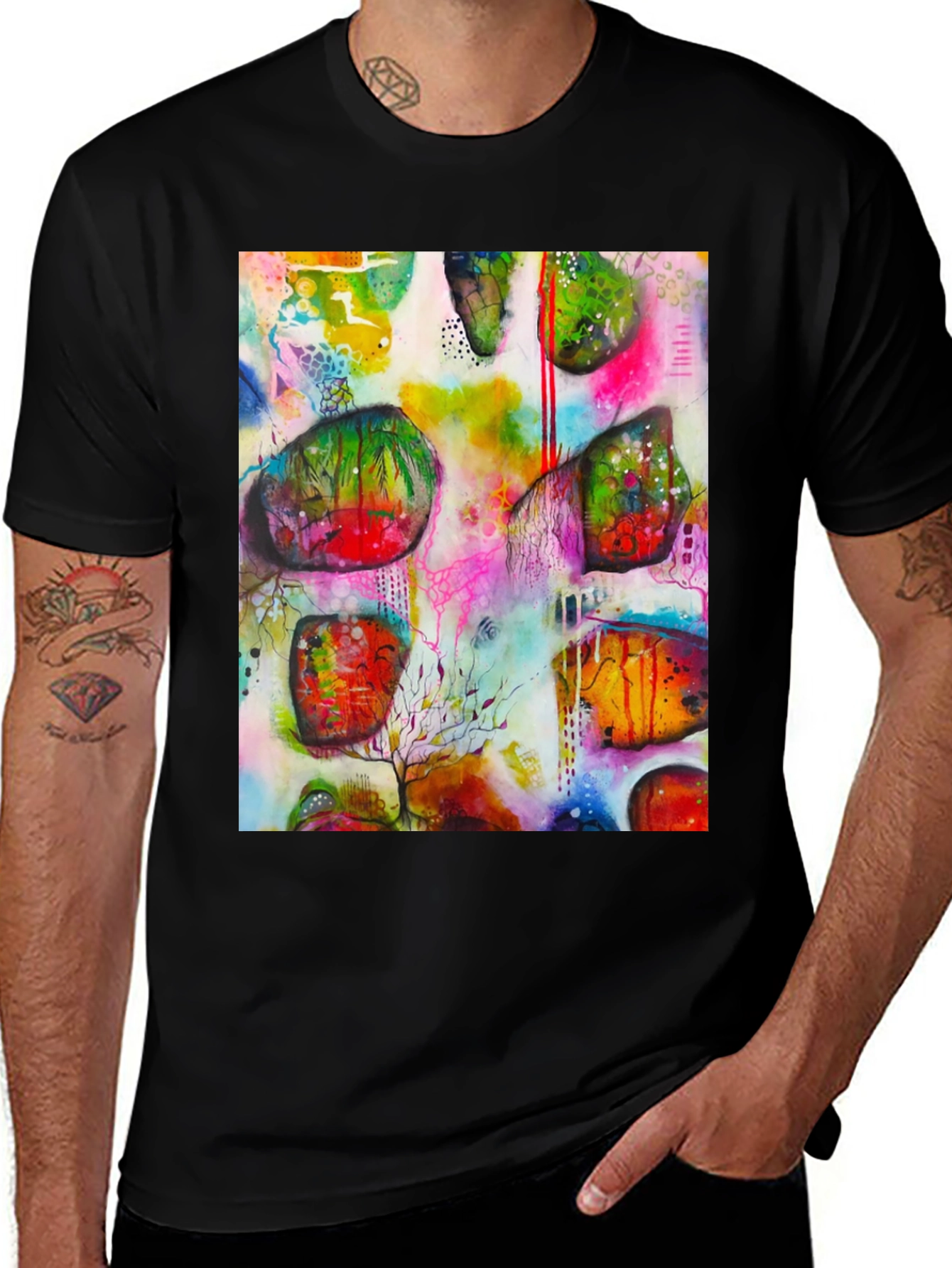 Abstract Art Print Crew Neck T-Shirt