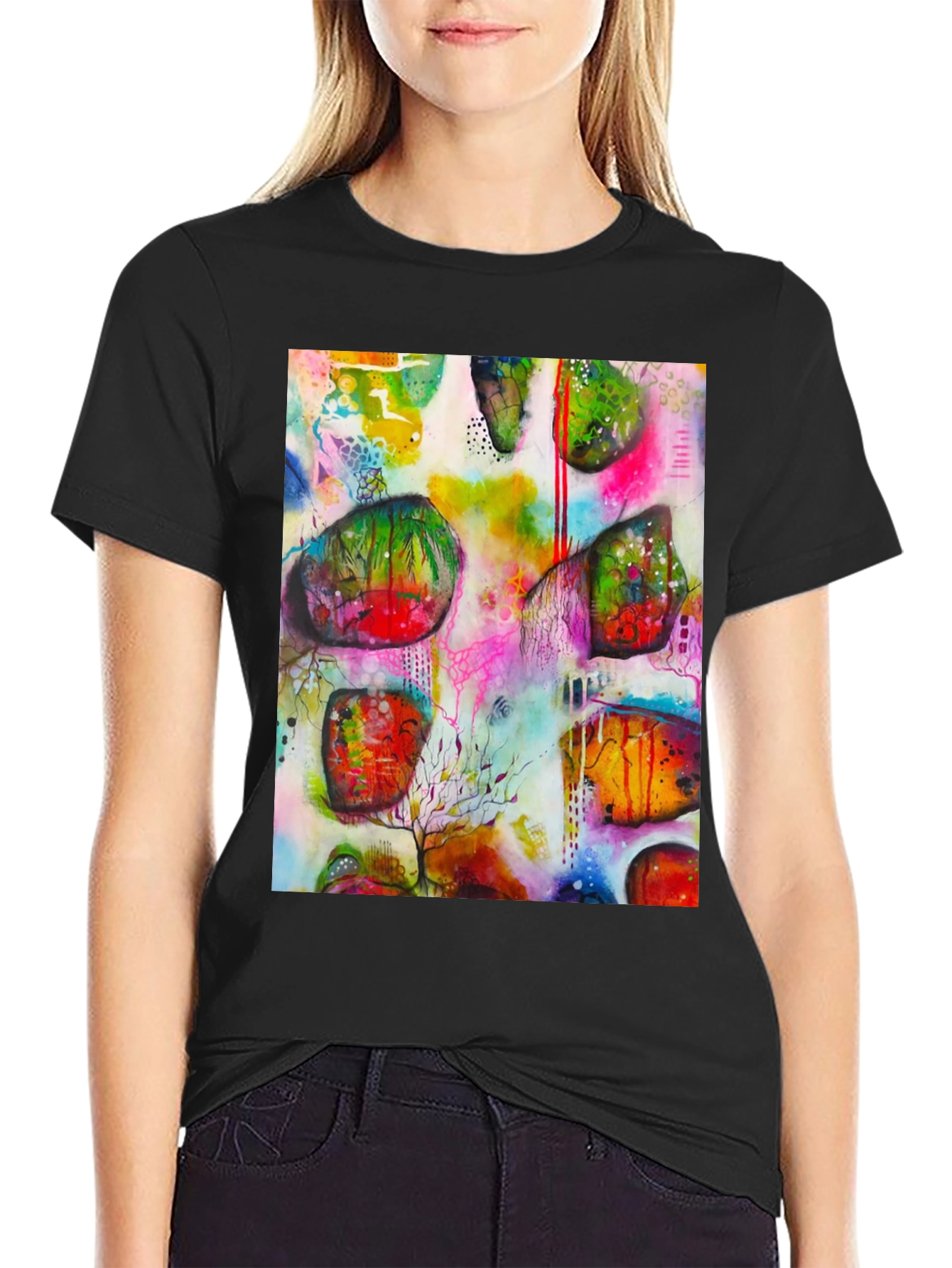 Abstract Art Print Crew Neck T-Shirt
