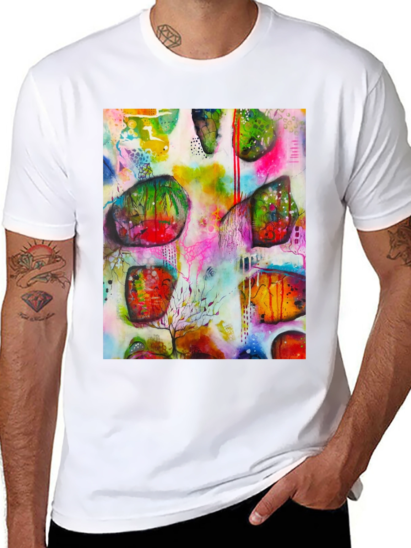 Abstract Art Print Crew Neck T-Shirt