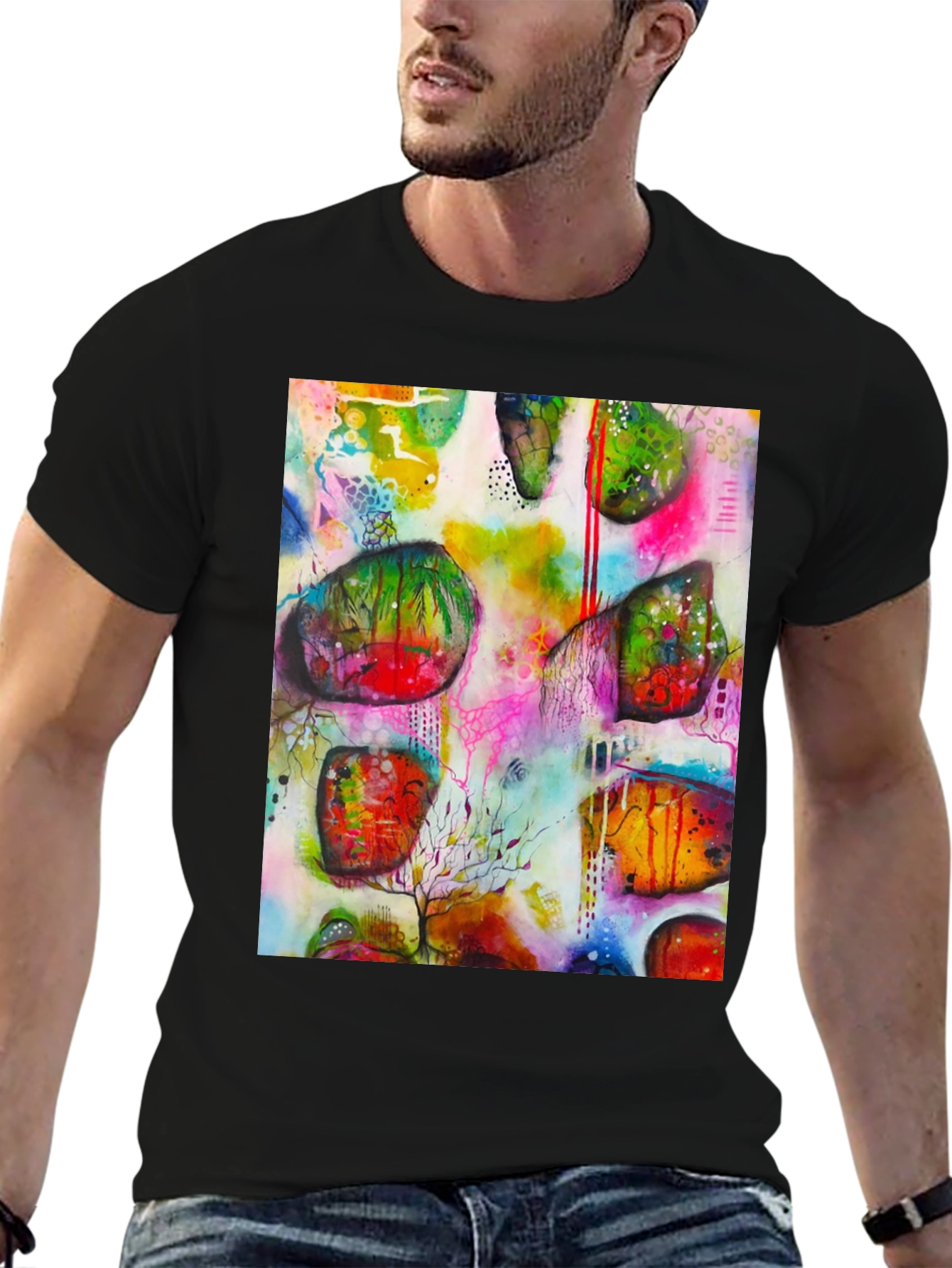 Abstract Art Print Crew Neck T-Shirt
