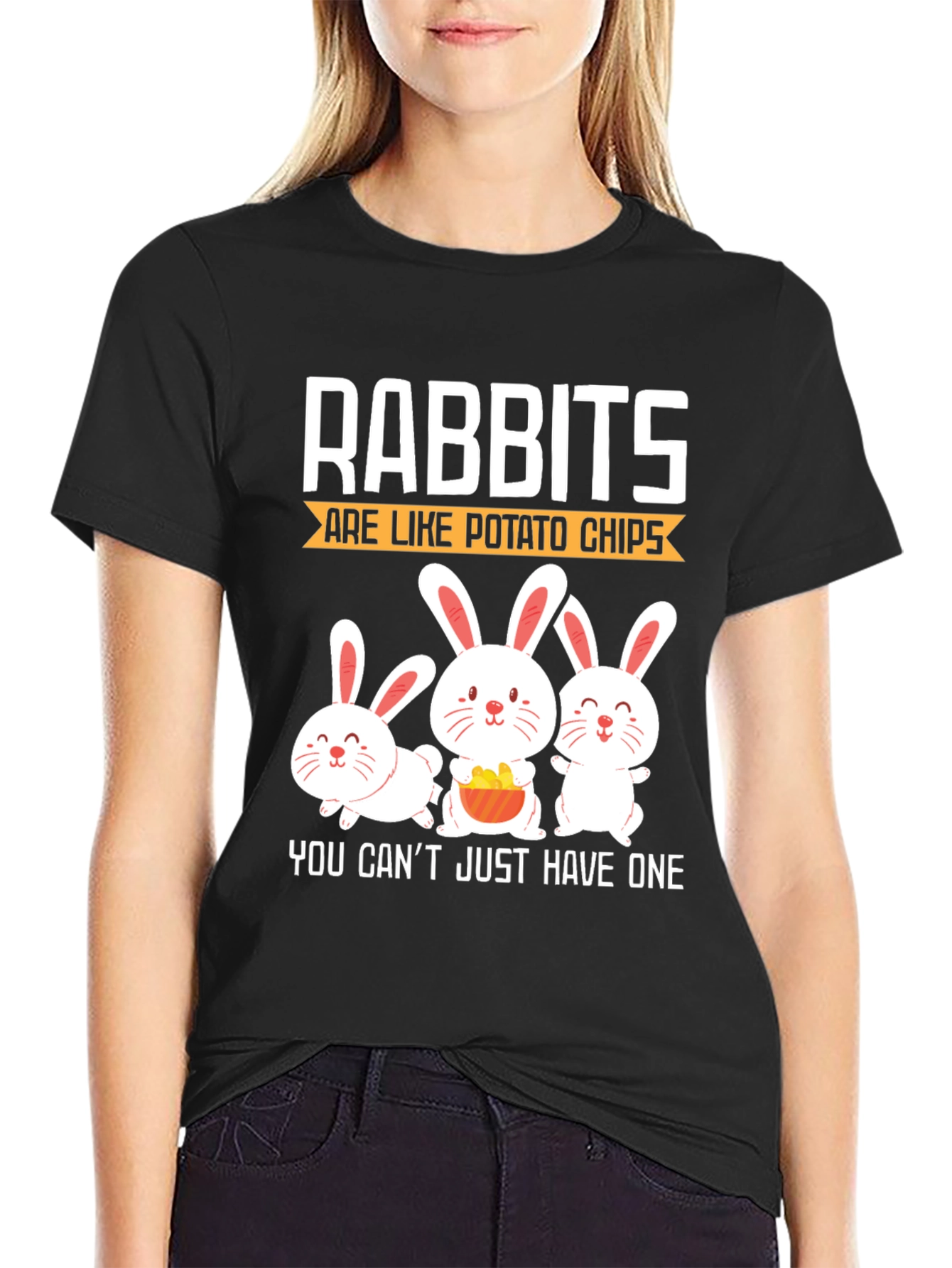 Rabbits Are Like Potato Chips Funny Graphic T-Shirt