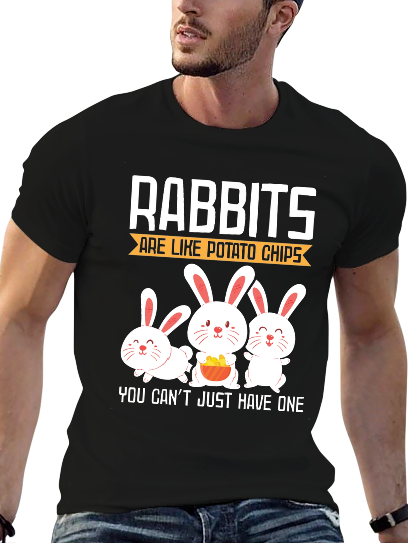 Rabbits Are Like Potato Chips Funny Graphic T-Shirt